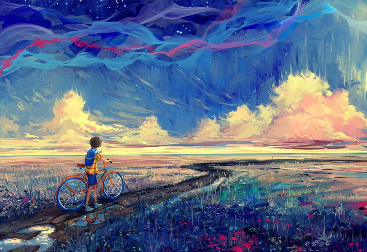 Aesthetic Tumblr Desktop, starry sky, swirling clouds, HD Desktop Wallpaper