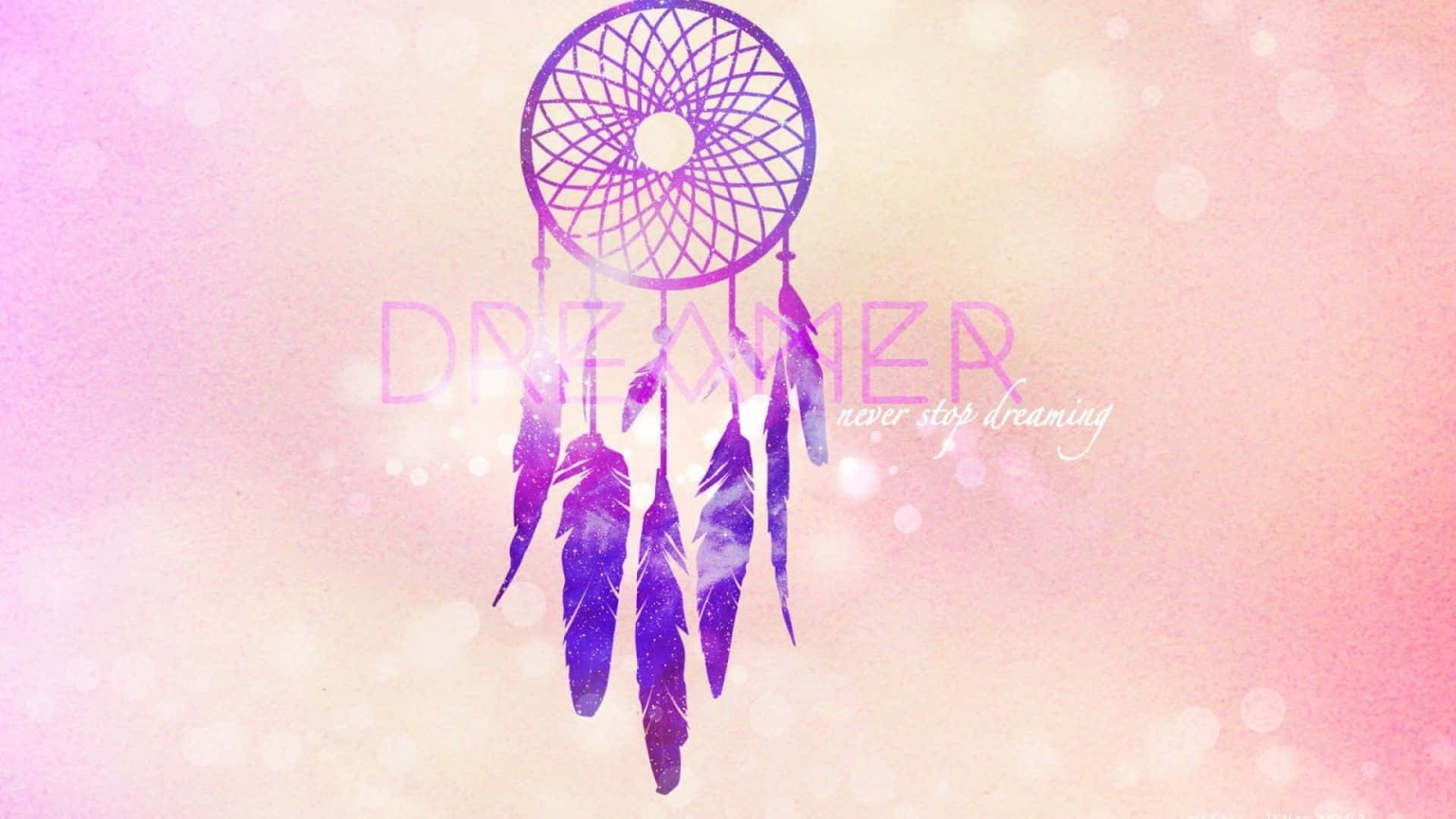 purple dreamcatcher, feathers, soft pink and peach gradient background, Full HD Desktop Wallpaper