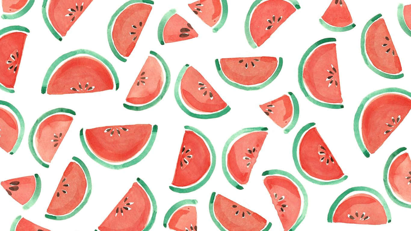 watercolor, watermelon slices, green rinds, HD Desktop Wallpaper