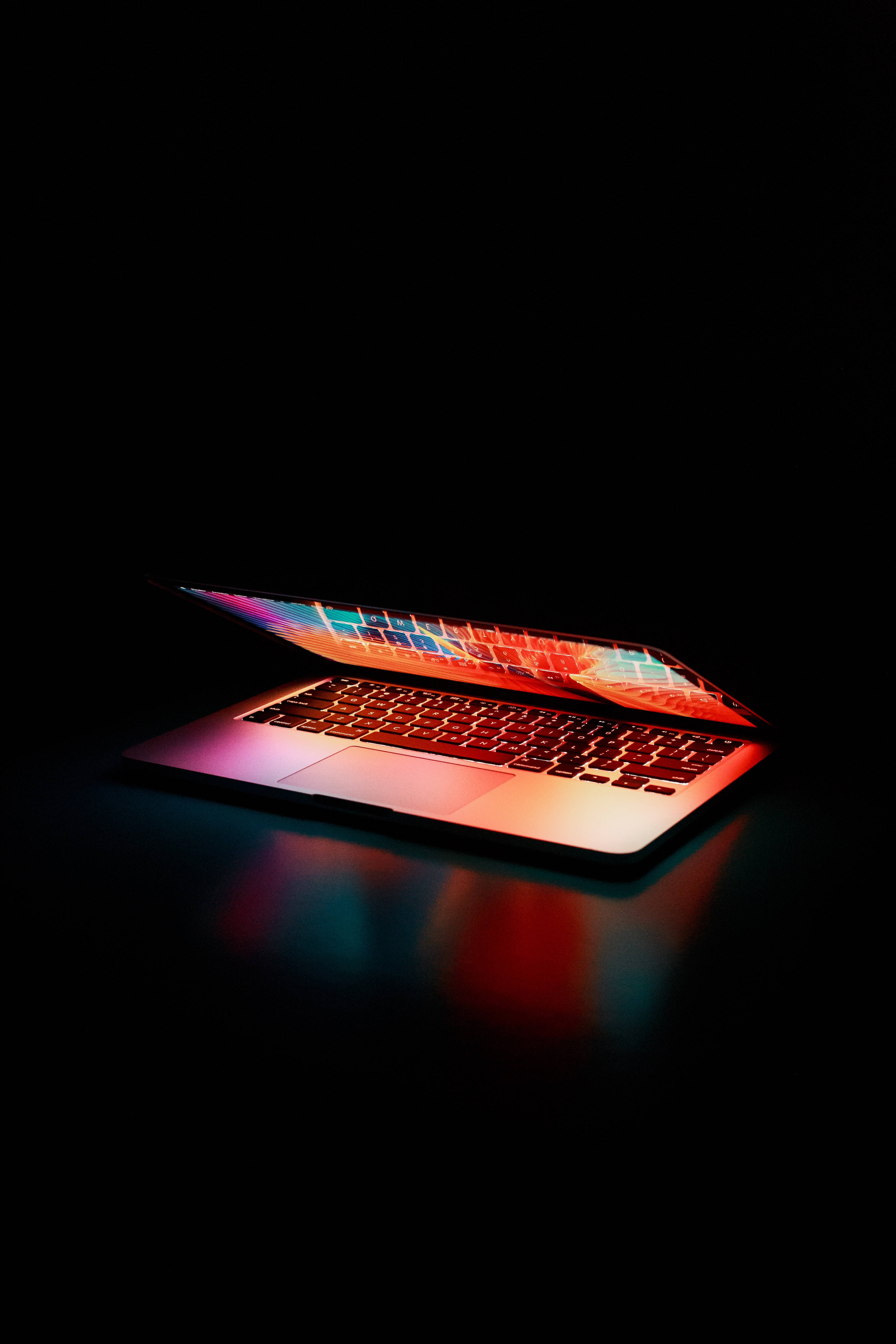 Aesthetic Tumblr Laptop, AMOLED, neon reflections, 5K Phone Wallpaper