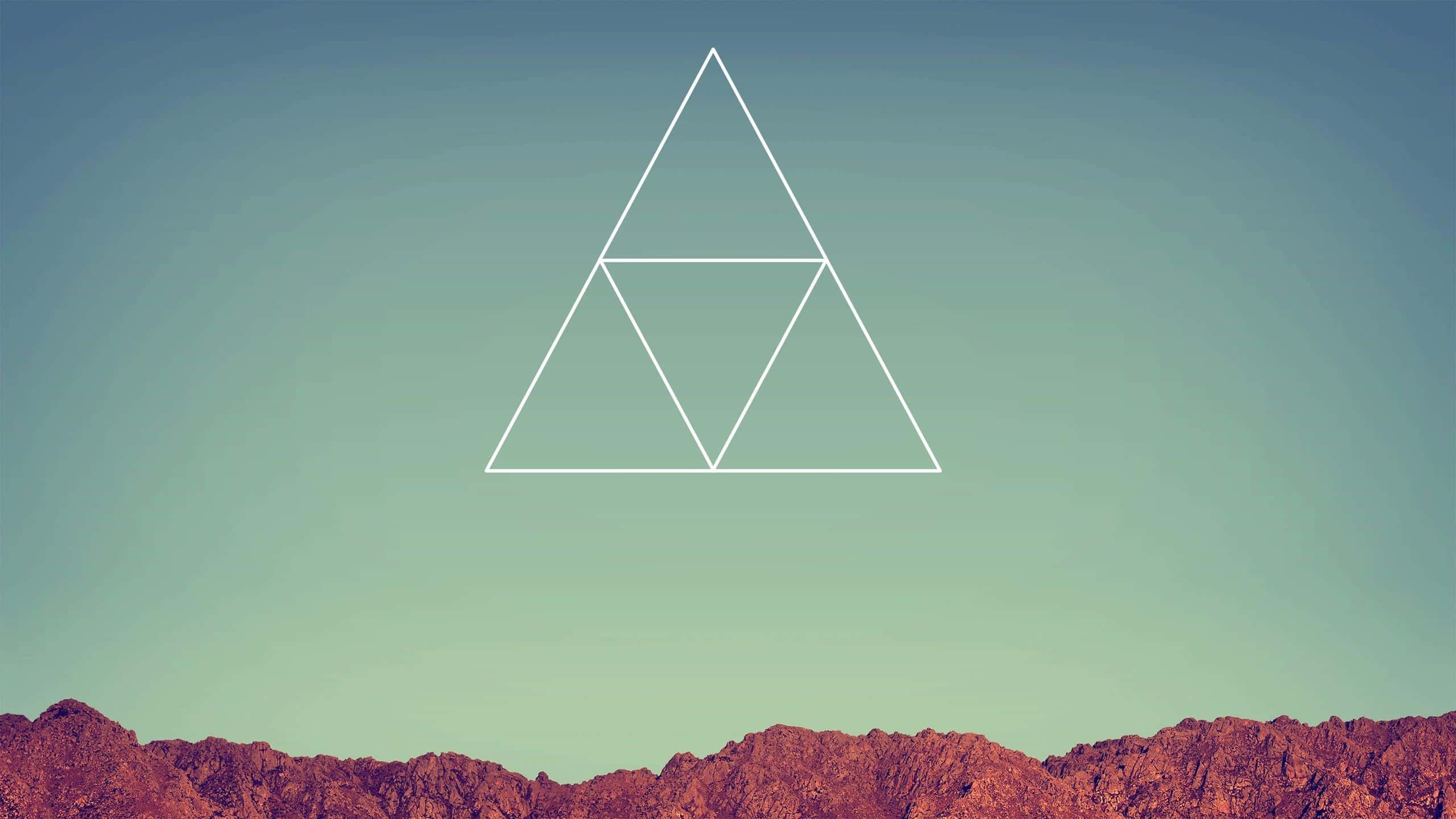 tumblr laptop, minimalist white triangle grid, jagged reddish mountain range, 2K Desktop Wallpaper