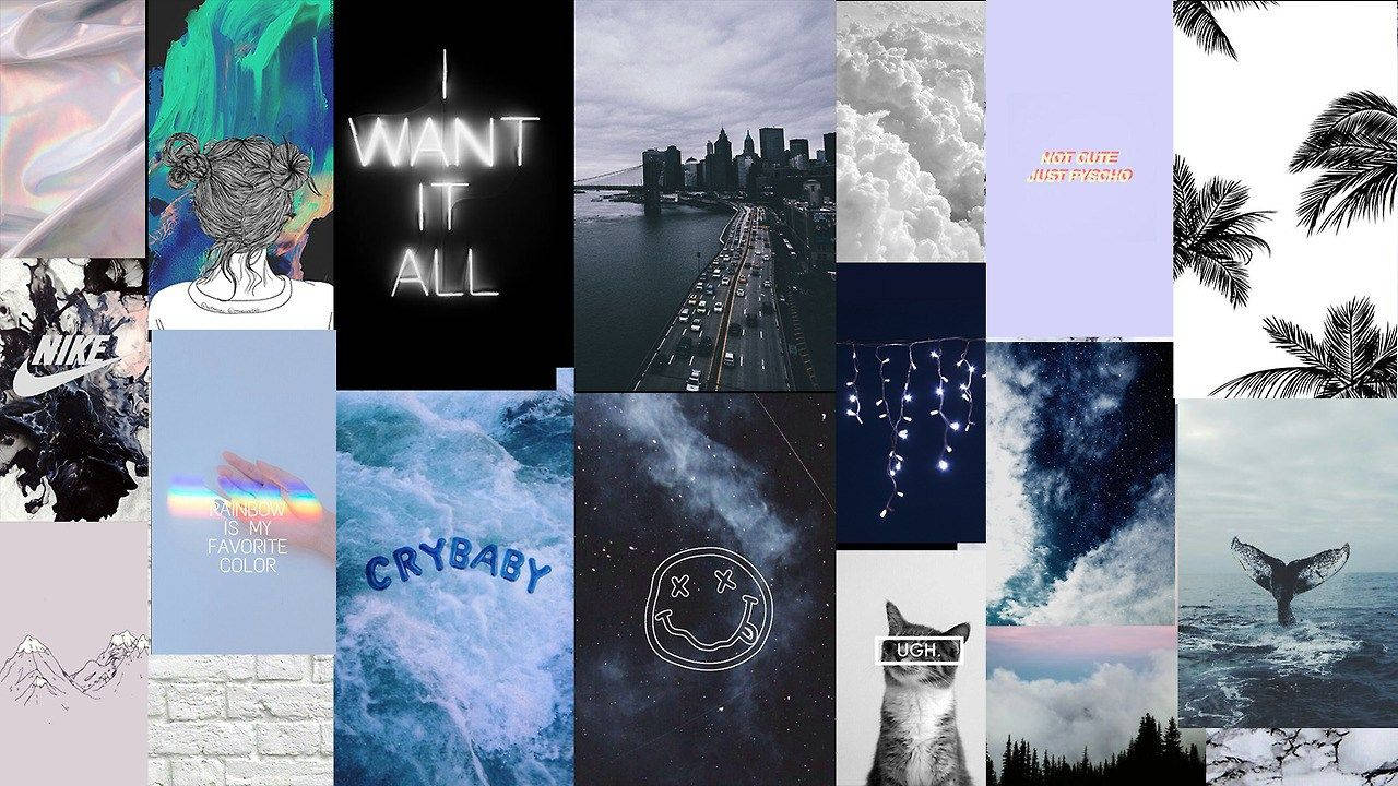 Tumblr Girl Aesthetic, collage, cityscapes, HD Desktop Wallpaper