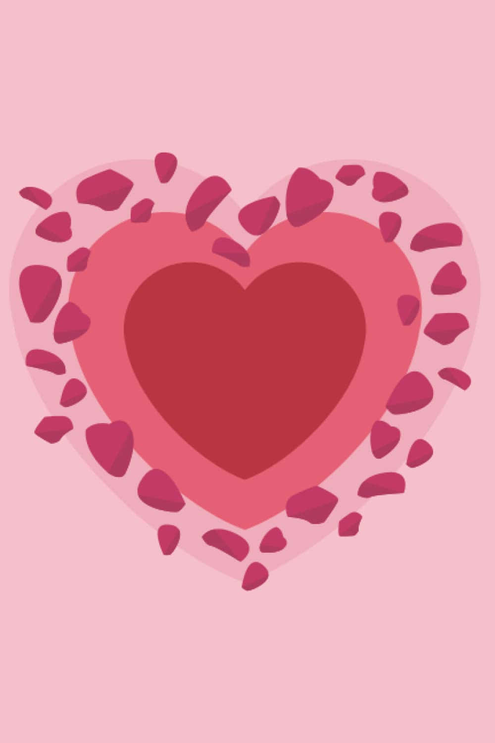 heart symbol, gradient pink tones, heart-shaped fragments, HD Phone Wallpaper