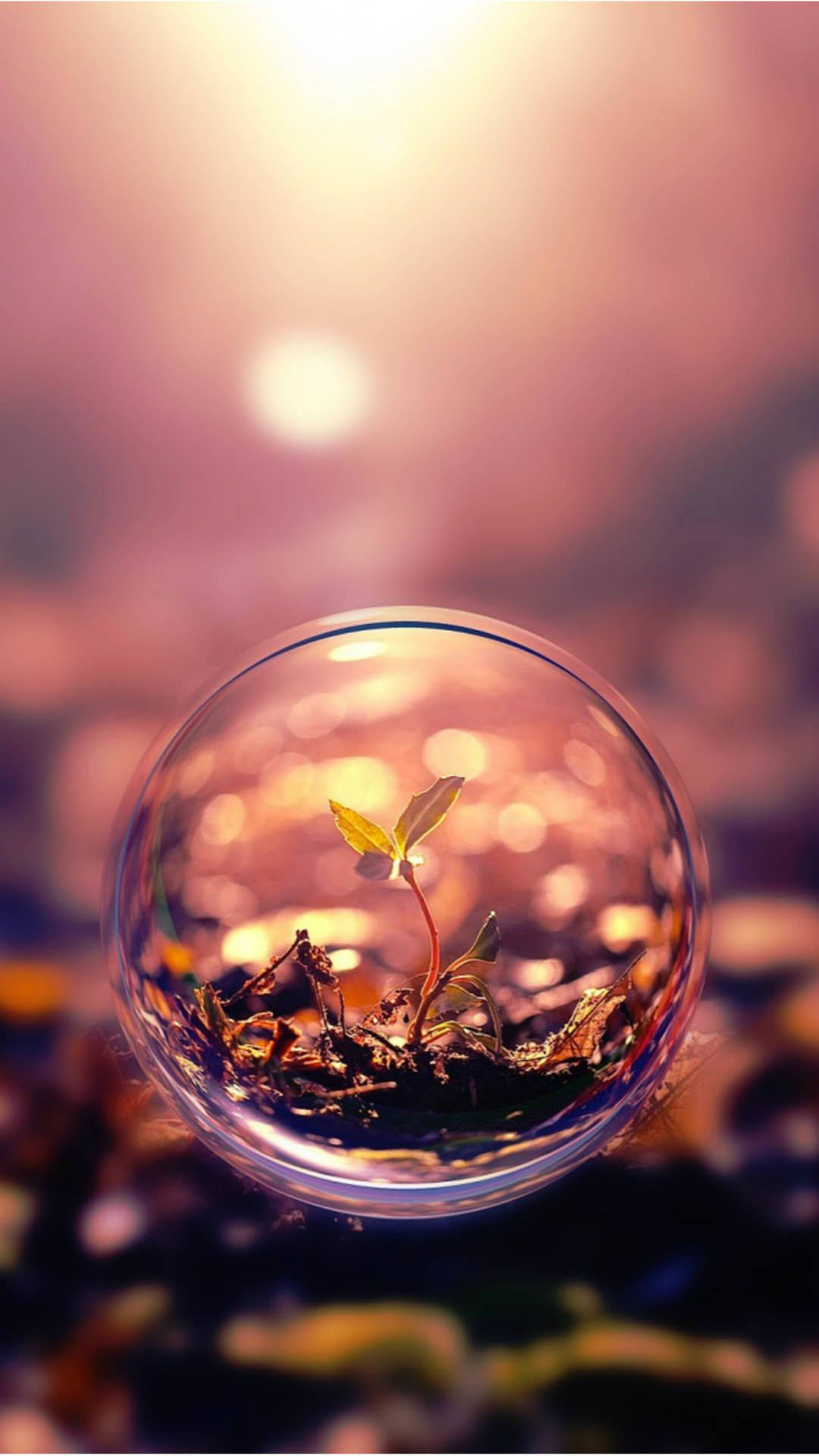 Vintage iPad, glass orb, seedling, Full HD Phone Wallpaper