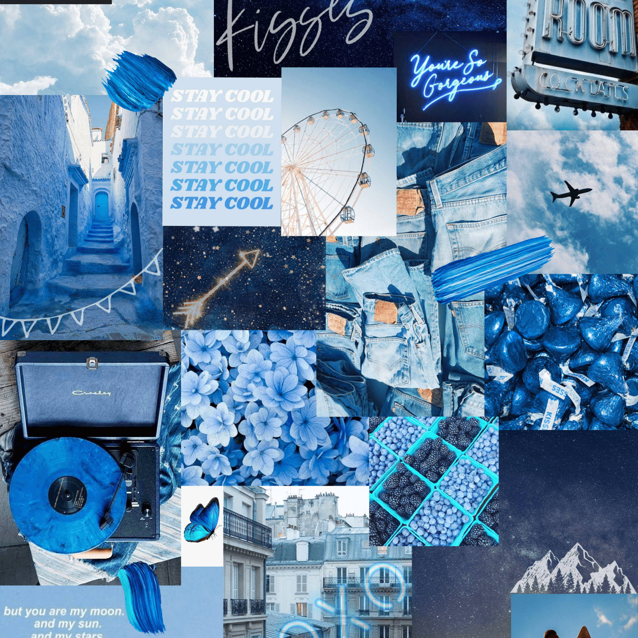 vintage aesthetic iPad, blue, denim jeans, Full HD Desktop Wallpaper