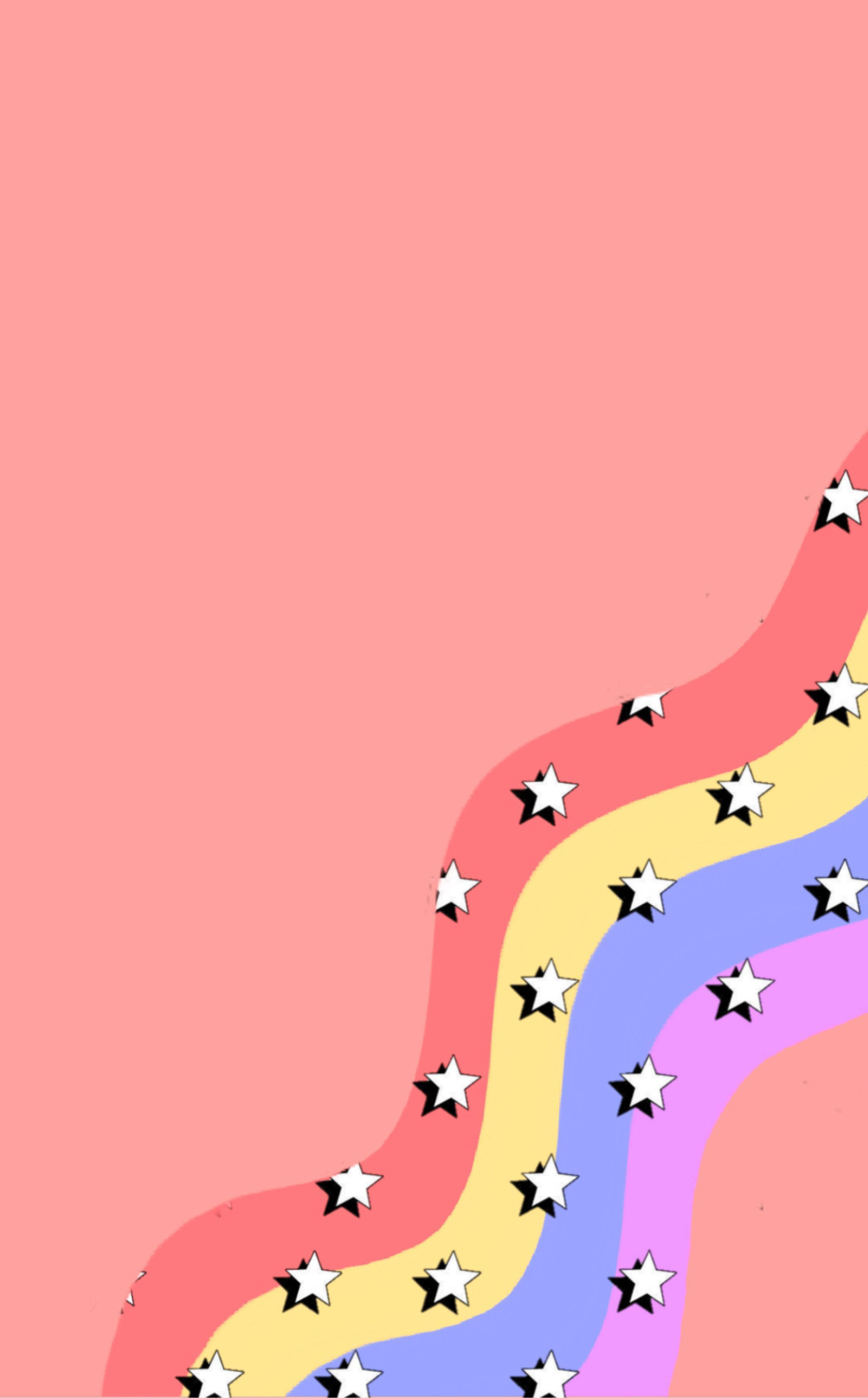 Aesthetic Vintage iPad, pastel rainbow, white stars, 2K Phone Wallpaper