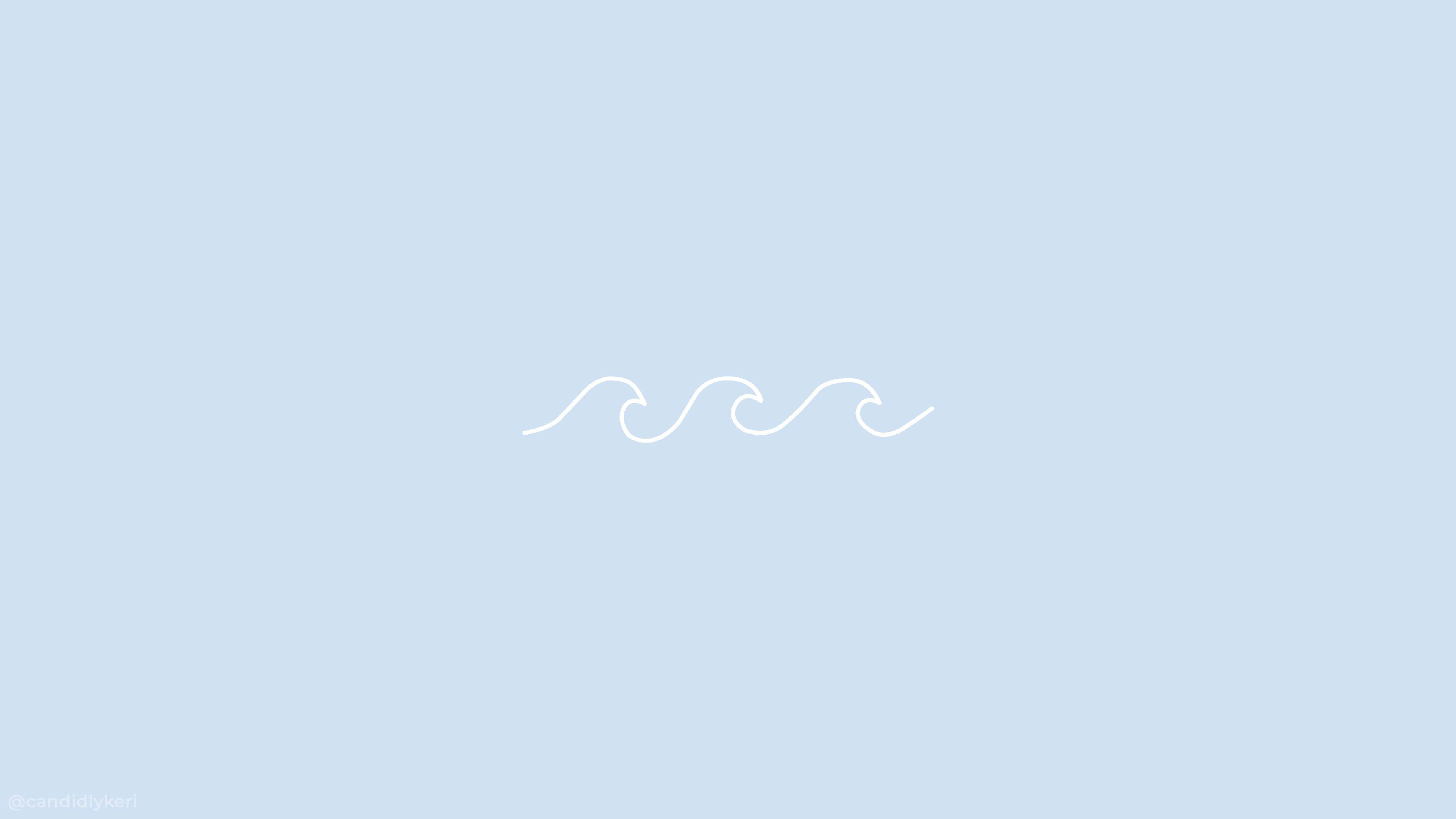 Aesthetic Wave, white wave lines, pastel blue background, 5K Desktop Wallpaper