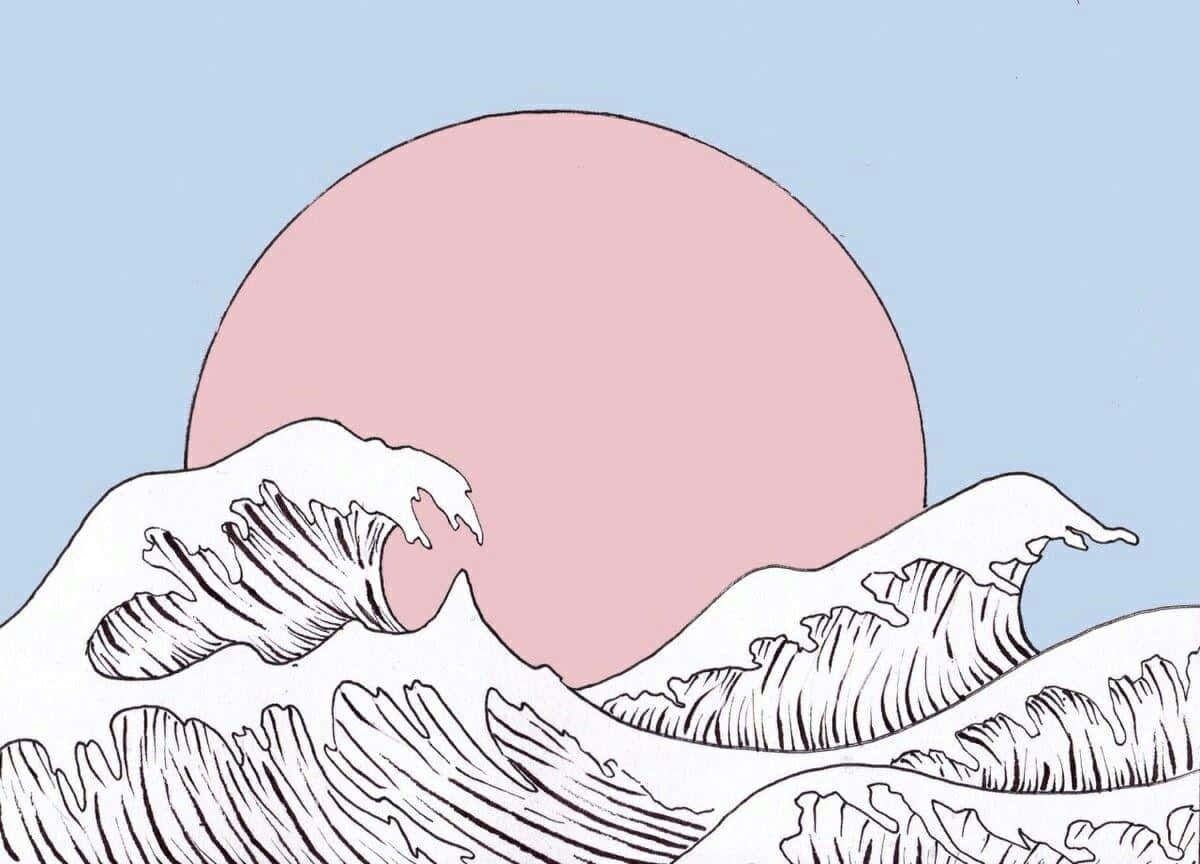 Aesthetic Wave, black lines, white fill, SD Desktop Wallpaper