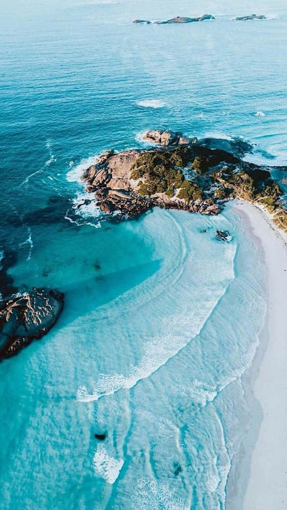 Aesthetic Wave, turquoise cove, white sand beach, SD Phone Wallpaper