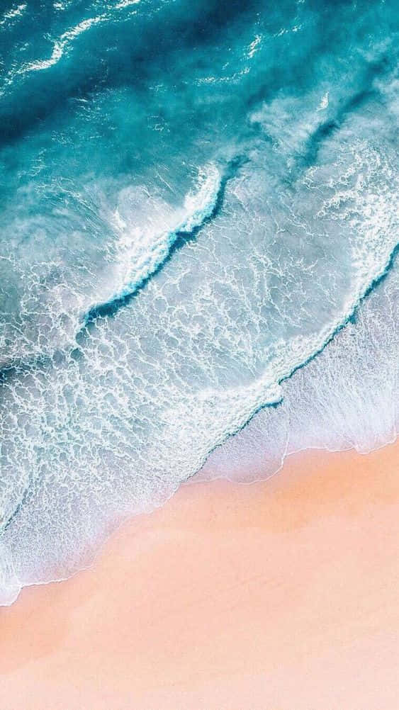 Aesthetic Wave, turquoise ocean, peach sand, SD Phone Wallpaper