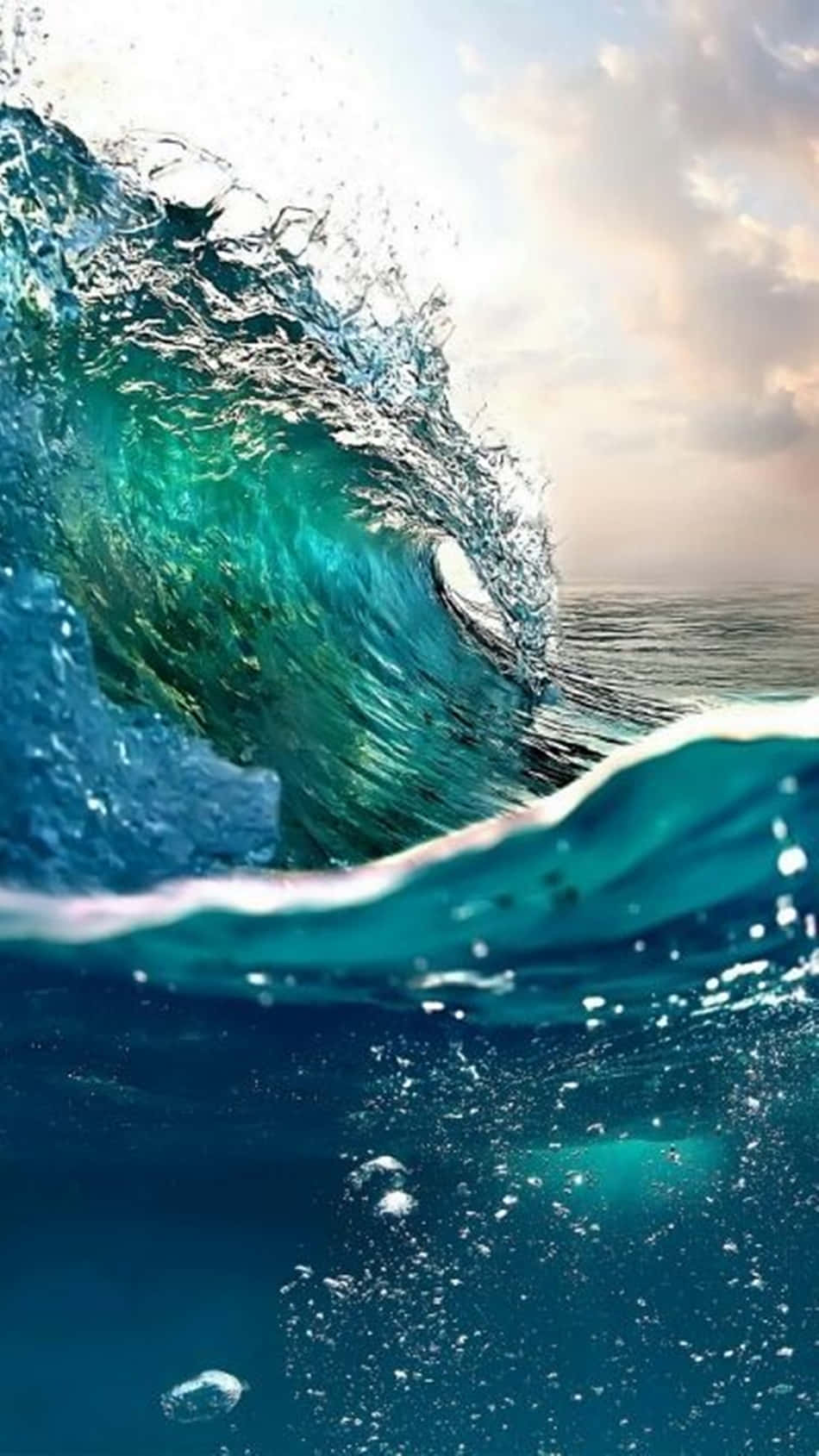 Aesthetic Wave, turquoise ocean wave, sunlit spray, HD Phone Wallpaper