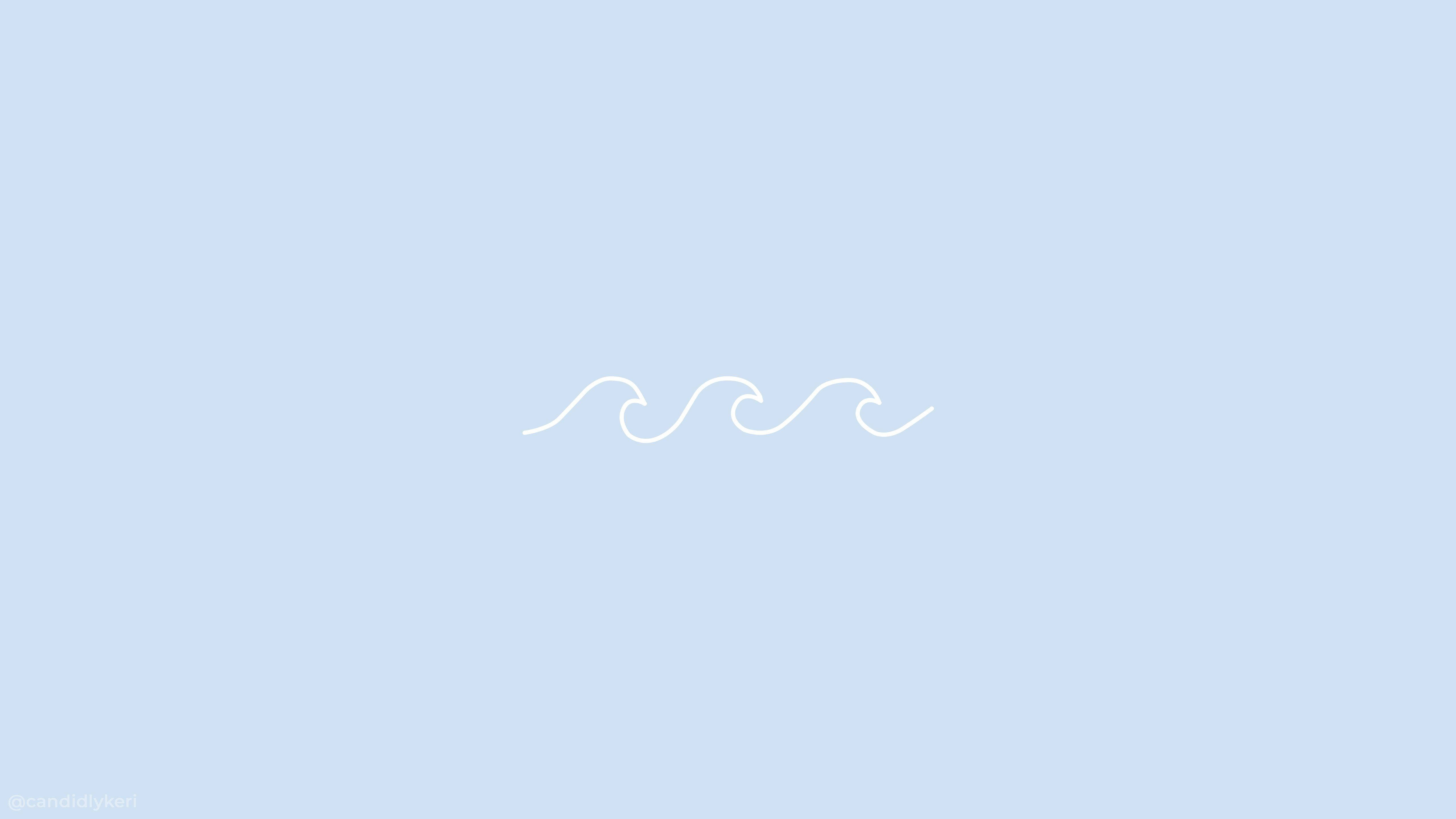 Aesthetic Wave, white wave lines, pastel blue background, 5K Desktop Wallpaper