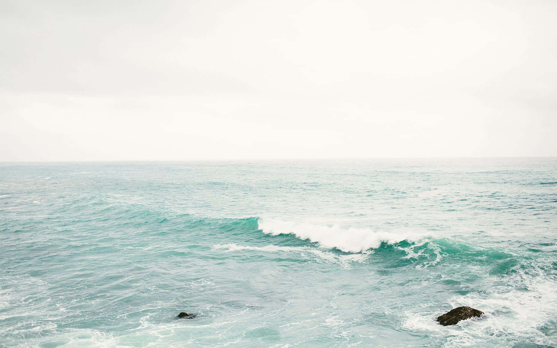 Aesthetic Wave, turquoise waves, dark rocks, HD Desktop Wallpaper