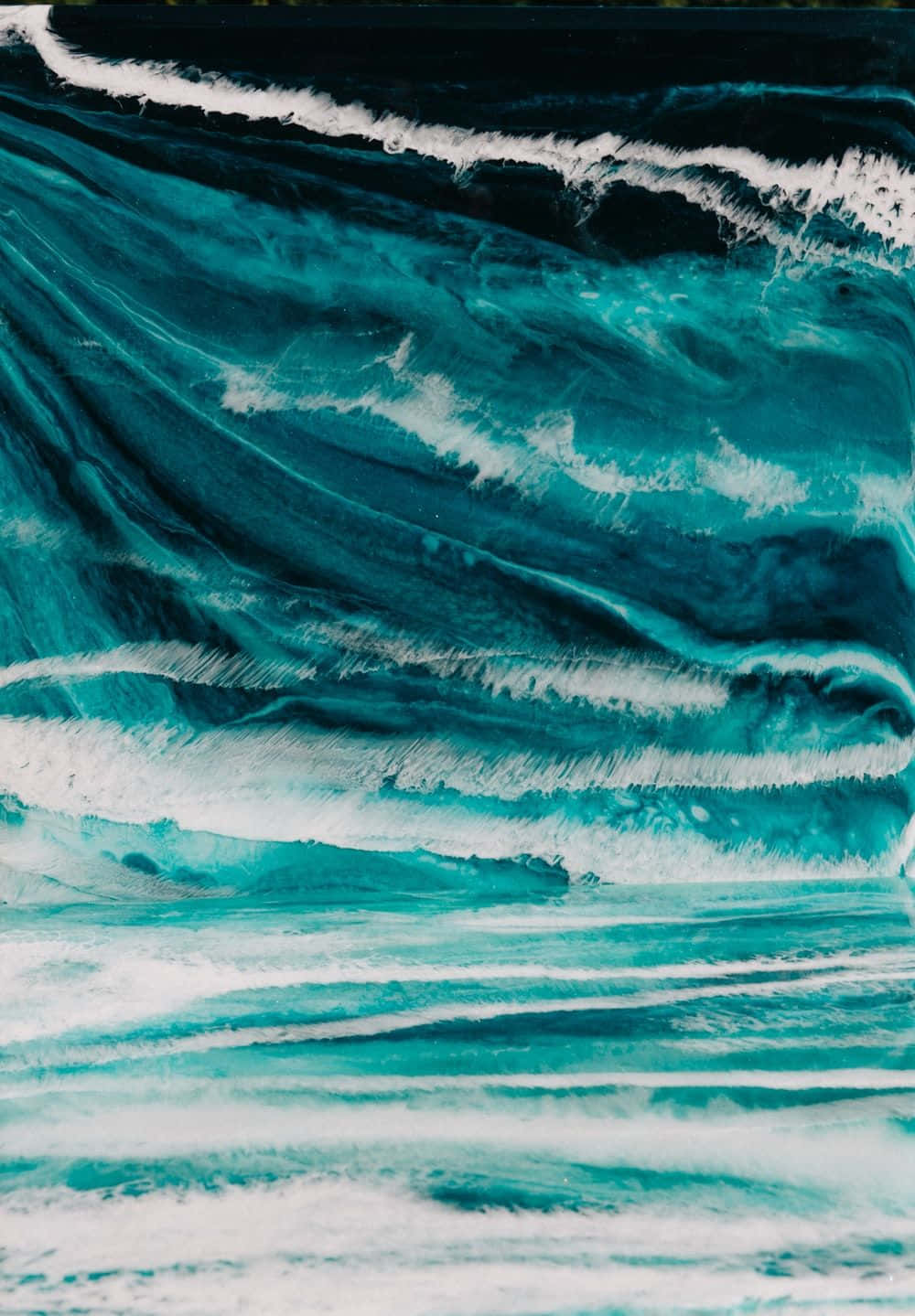 abstract resin art, ocean waves, vibrant teal, HD Phone Wallpaper