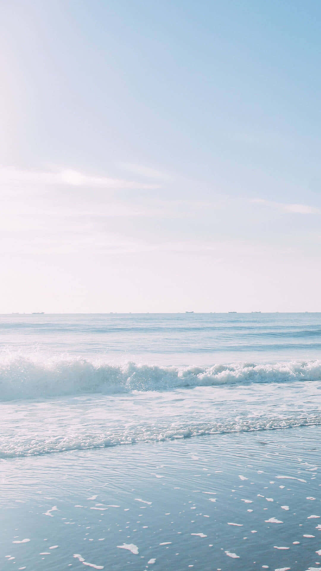 sea waves, light blue, sandy shore, Full HD Phone Wallpaper