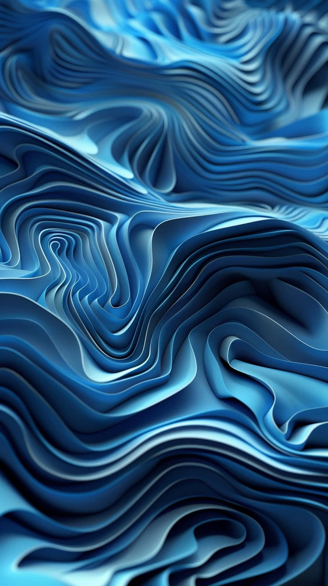 abstract blue waves, smooth gradients, deep shadows, Full HD Phone Wallpaper