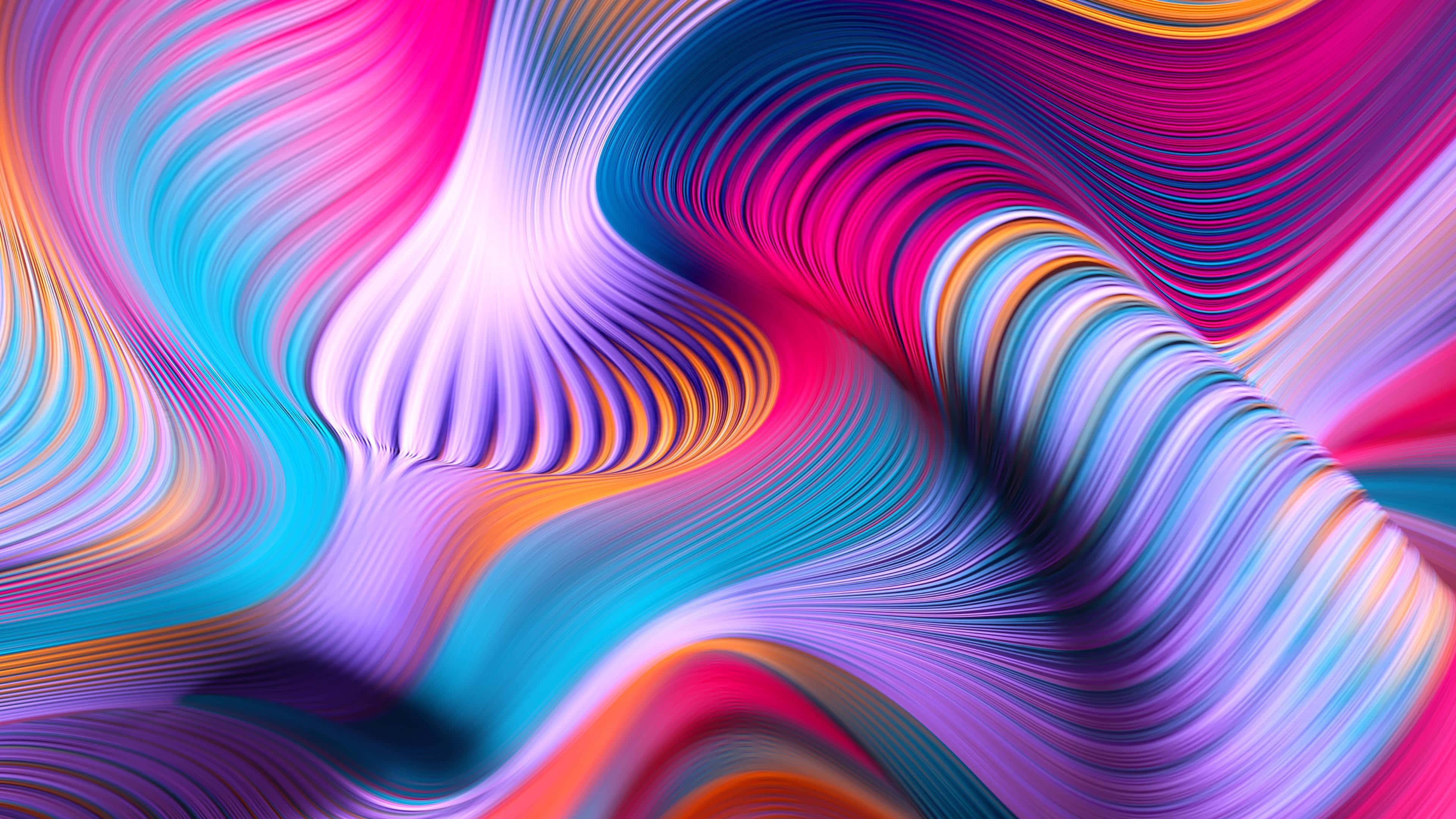 vibrant abstract wave art, pink, blue, 4K Desktop Wallpaper