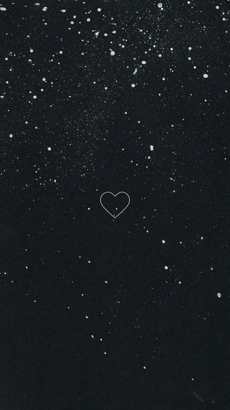 Aesthetic White And Black iPhone, white heart outline, dark textured background, HD Phone Wallpaper