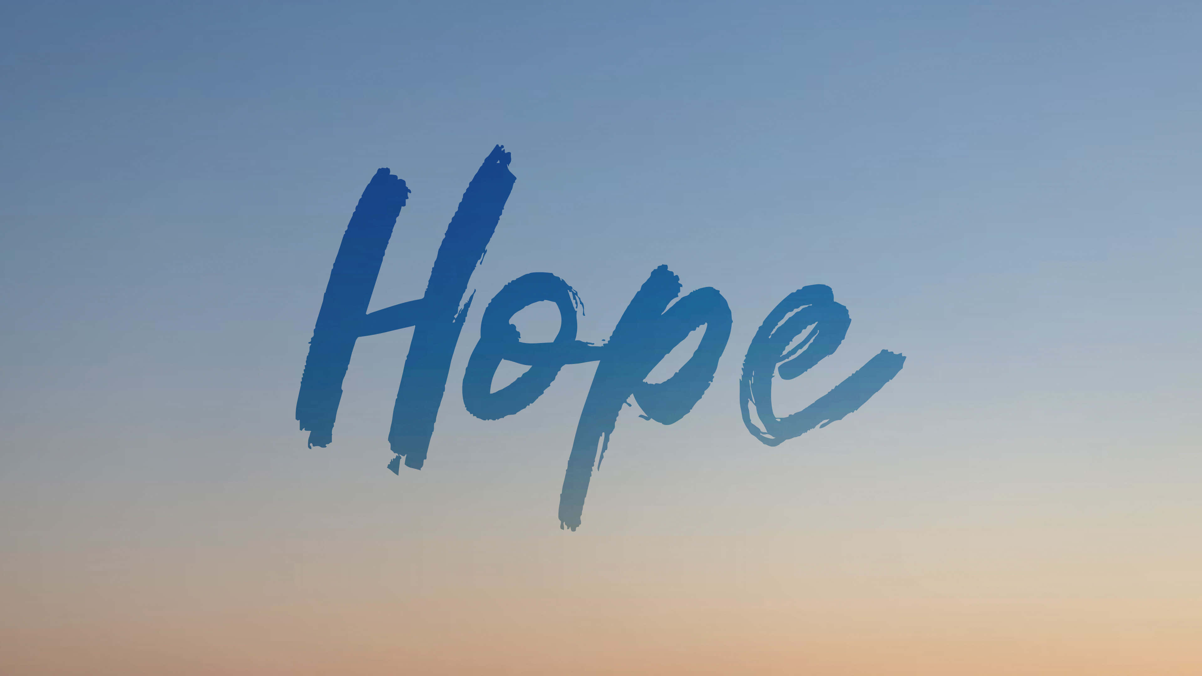 hope, blue brush strokes, twilight sky, 4K Desktop Wallpaper