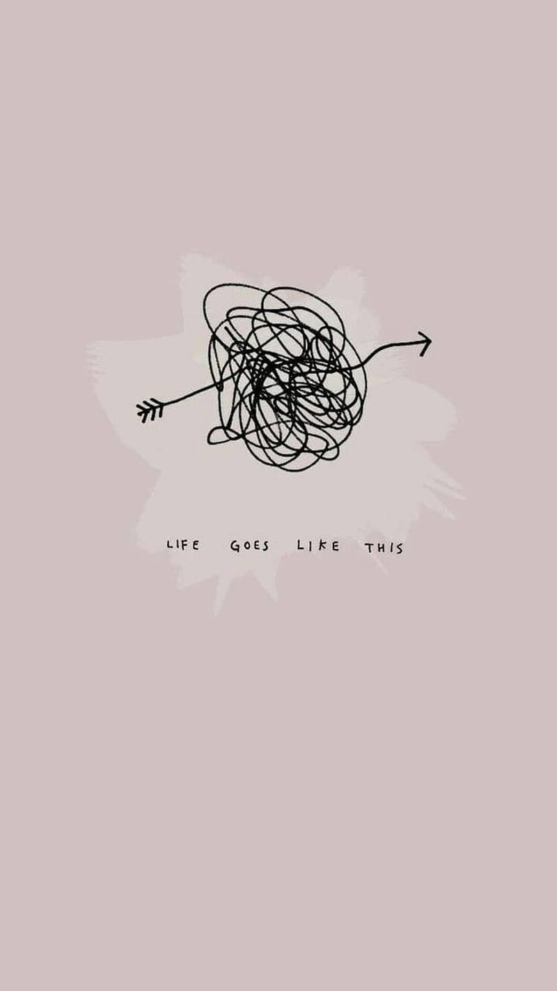 Aesthetic Words Doodle, minimalist black line drawing, tangled arrow, HD Phone Wallpaper