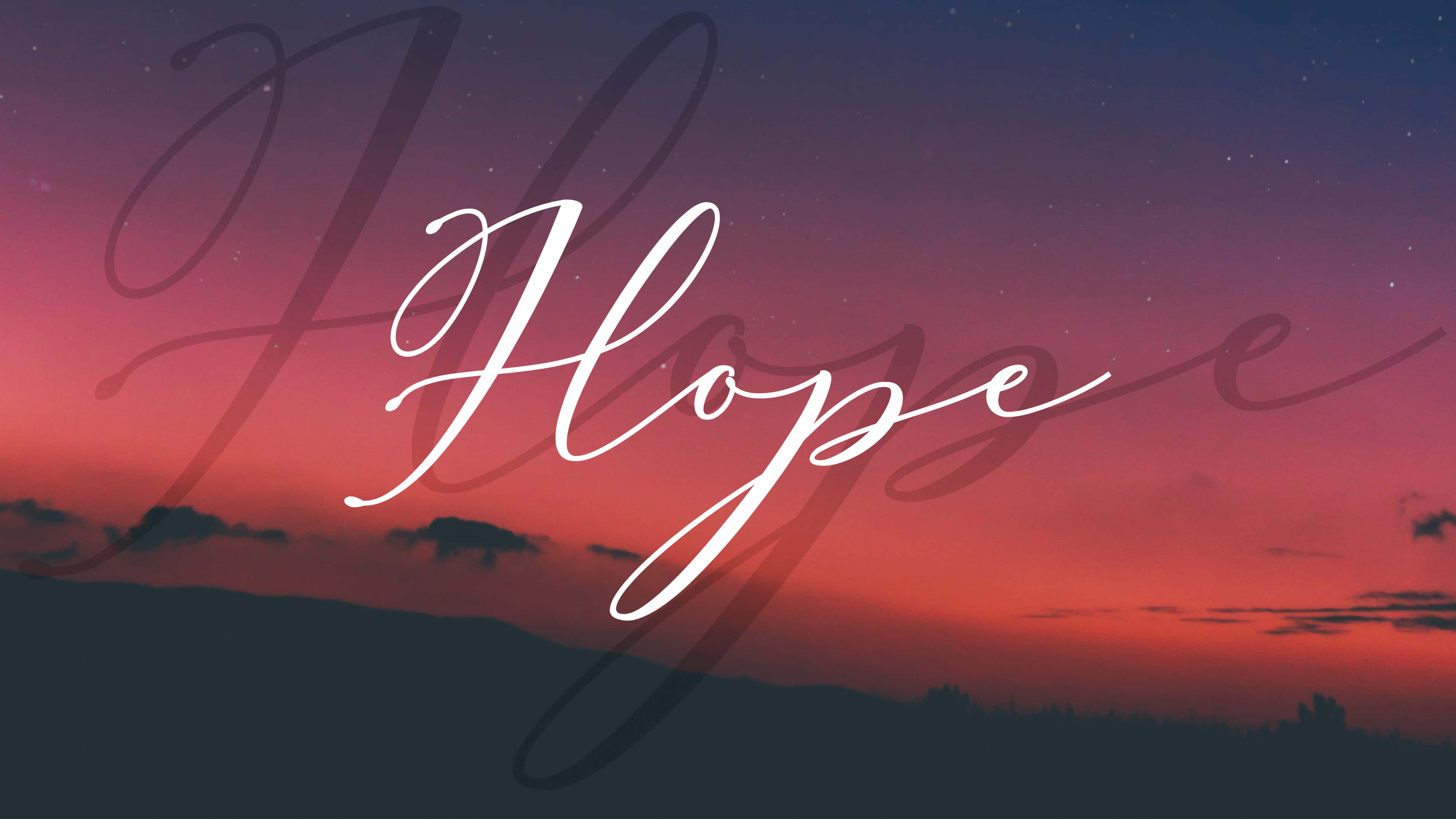 Hope, white script, vibrant twilight sky, 4K Desktop Wallpaper