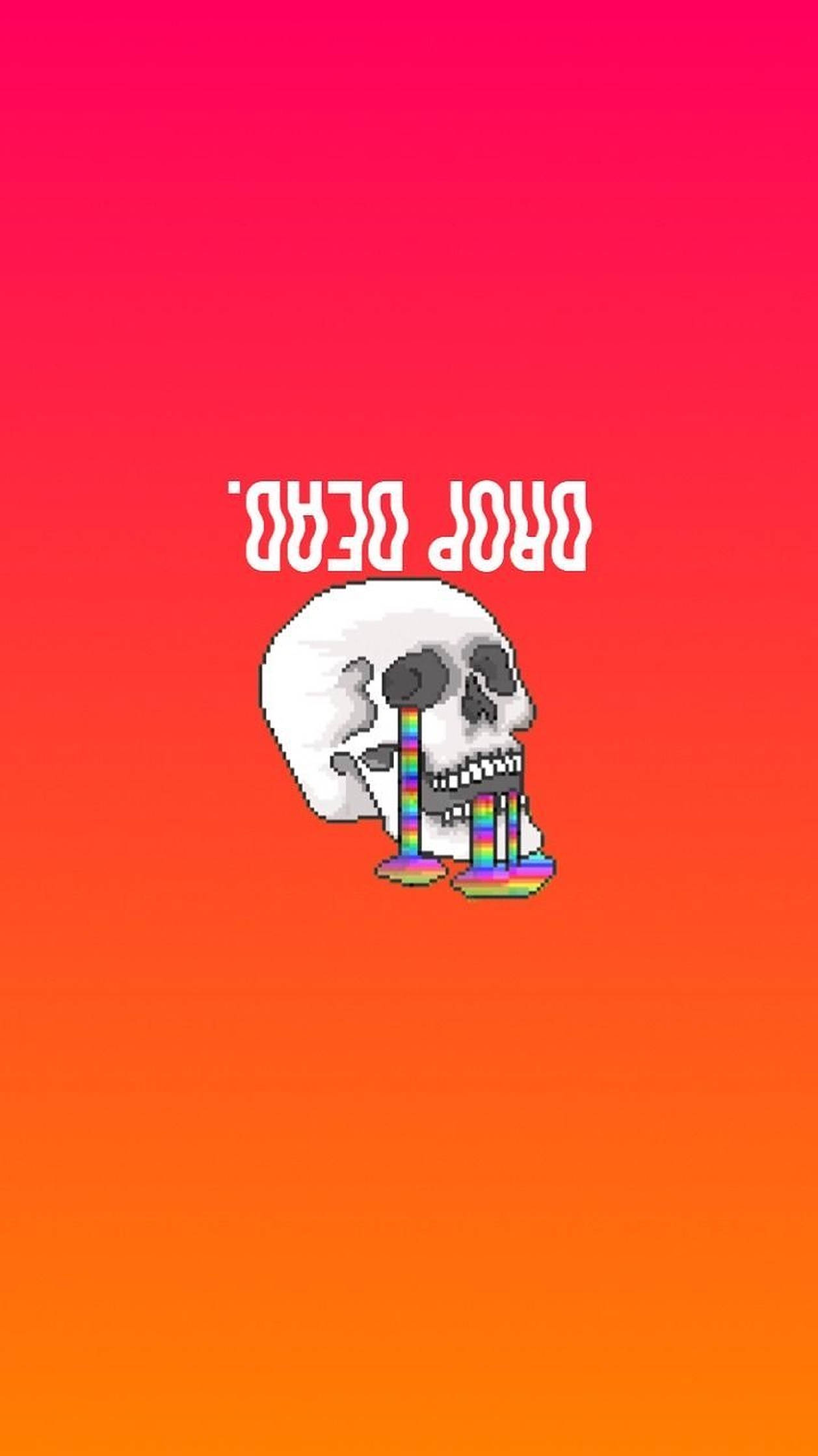 skull, pixelated skull, rainbow tears, Full HD Phone Wallpaper
