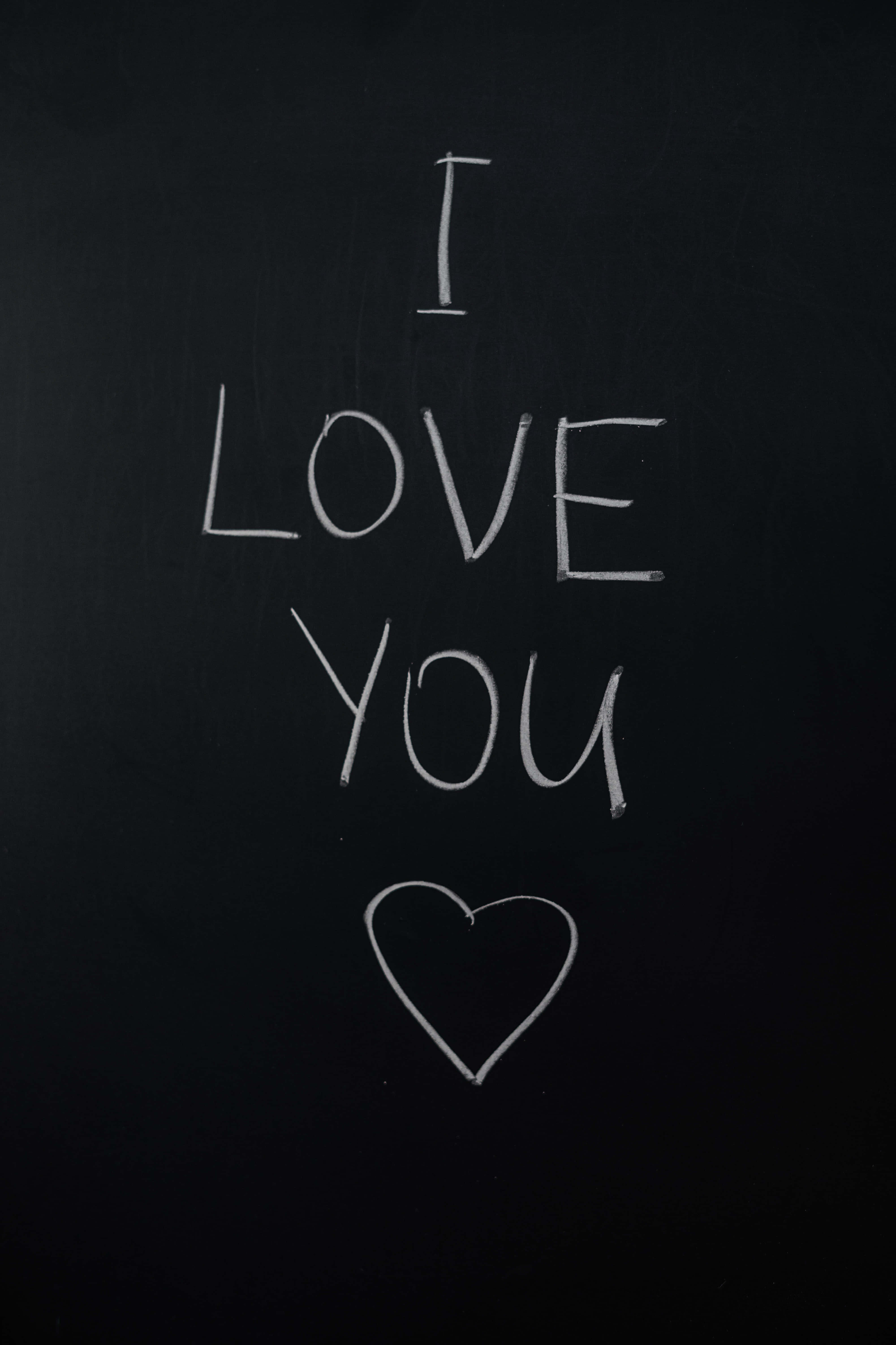 I LOVE YOU, heart, white chalk, 5K Phone Wallpaper