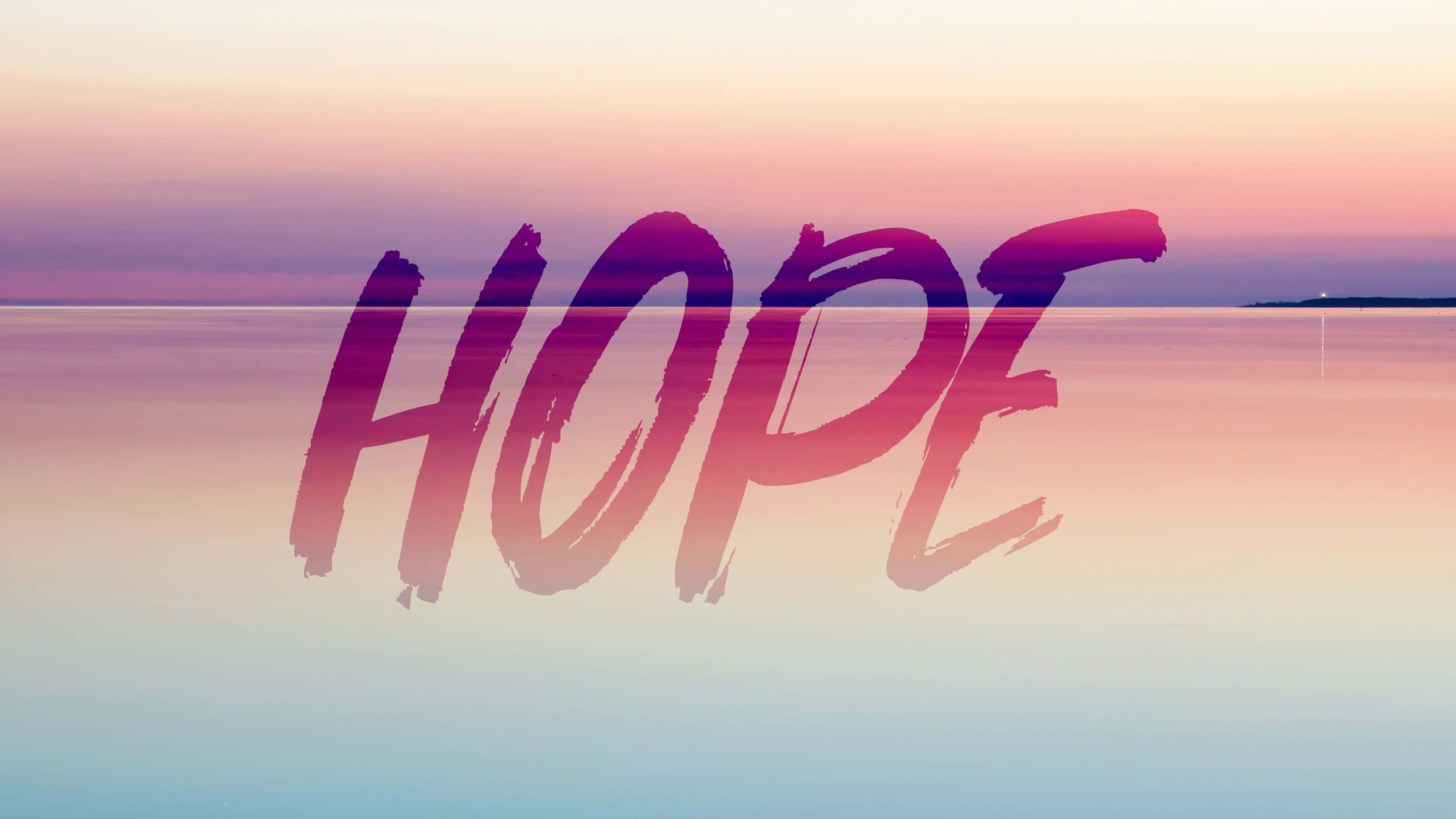 Hope, purple aesthetic, calm ocean, 4K Desktop Wallpaper