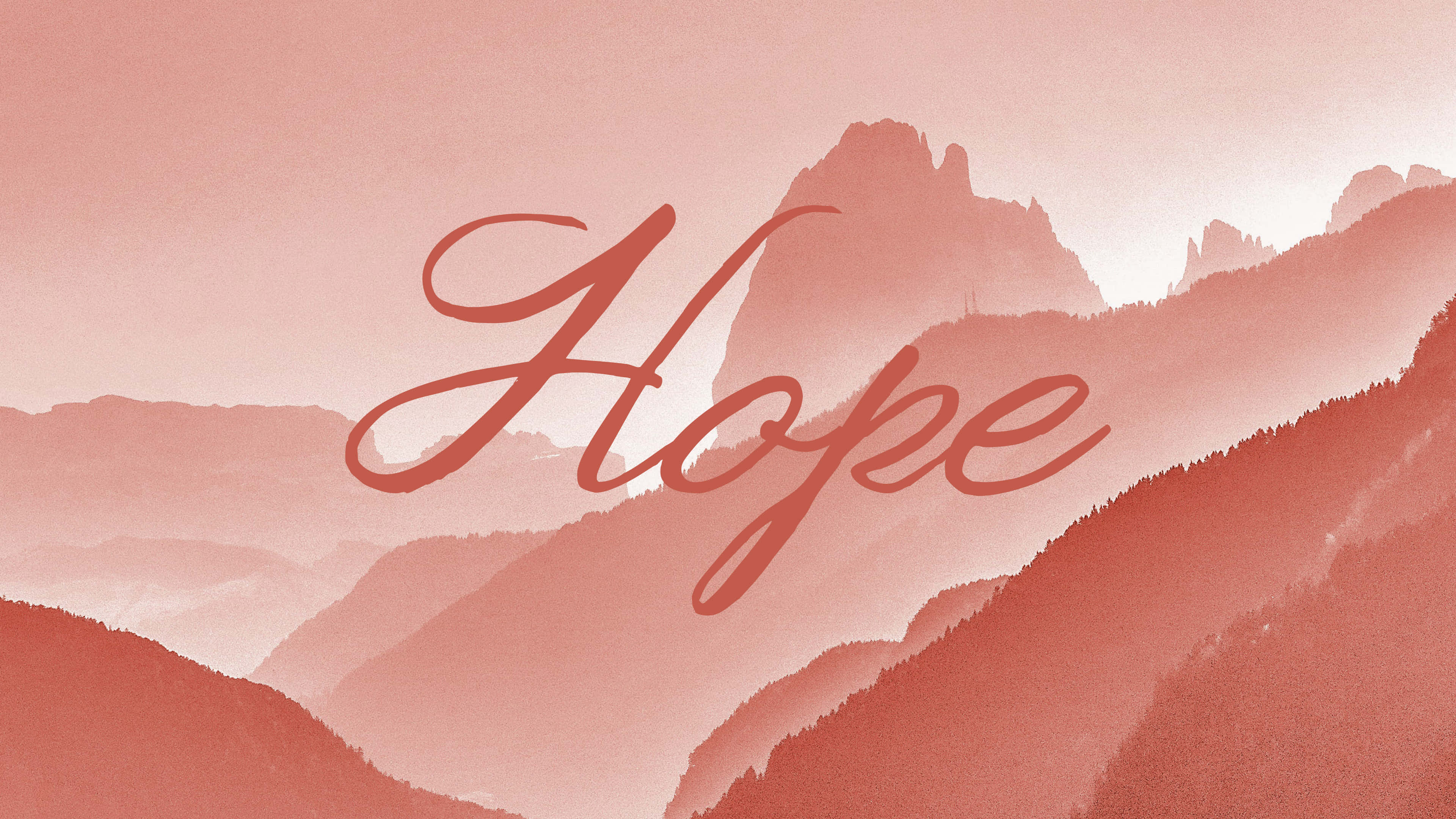 hope, soft pink mountain silhouettes, hazy sky, 4K Desktop Wallpaper