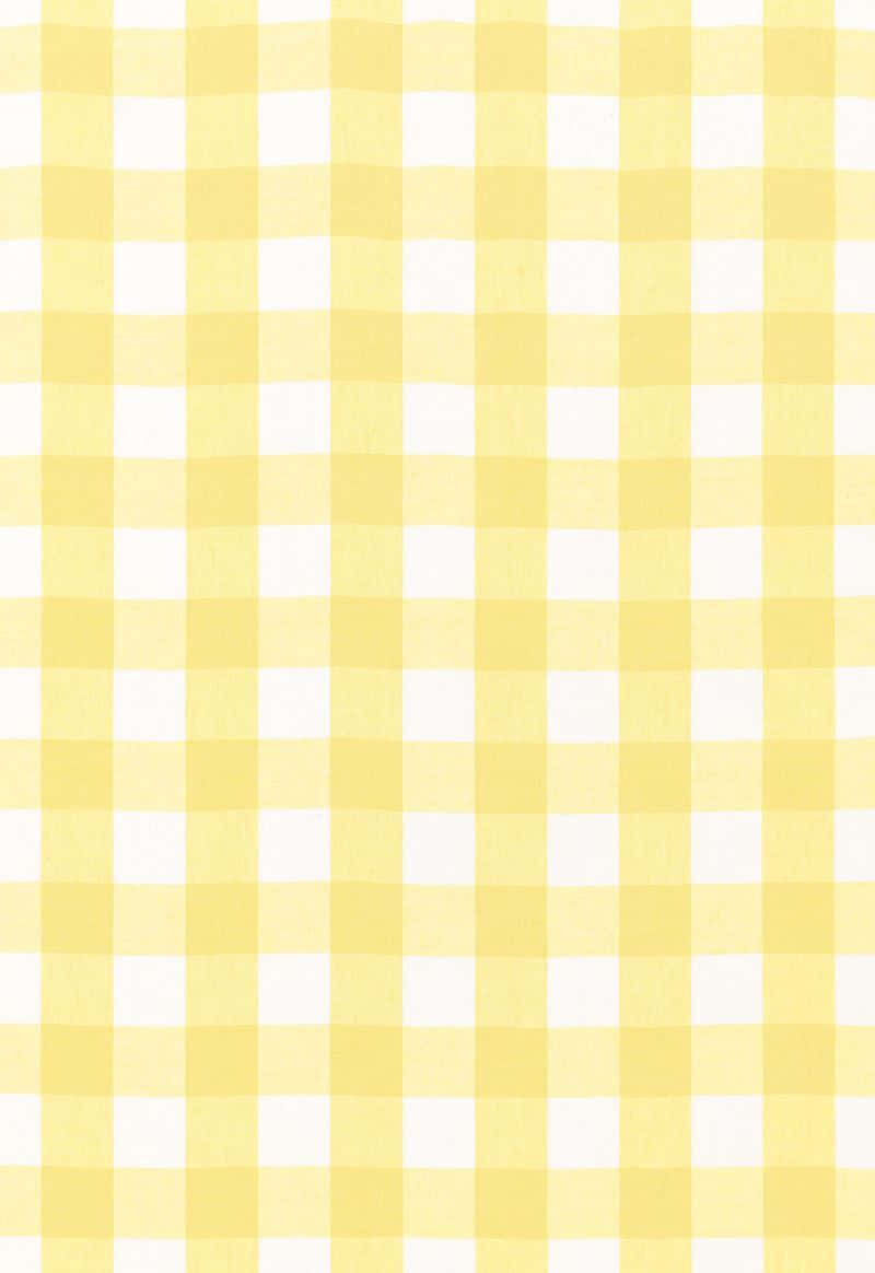Aesthetic Yellow Plaid, soft yellow, white gingham check pattern, SD Phone Wallpaper