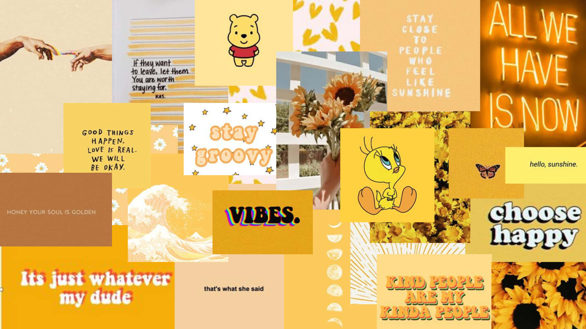 Aesthetic Yellow, yellow-toned, motivational quotes, Full HD Desktop Wallpaper