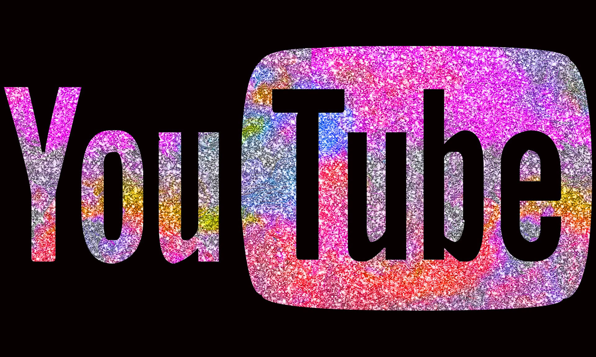 YouTube, glittery multicolored texture, black background, Full HD Desktop Wallpaper