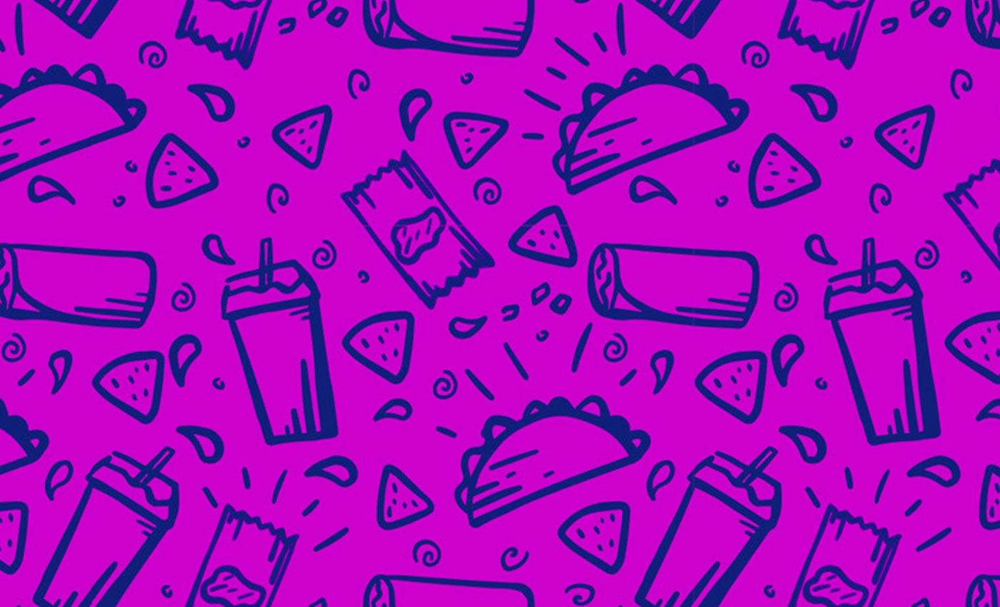 Aesthetic YouTube, vibrant purple background, playful blue line drawings, HD Desktop Wallpaper