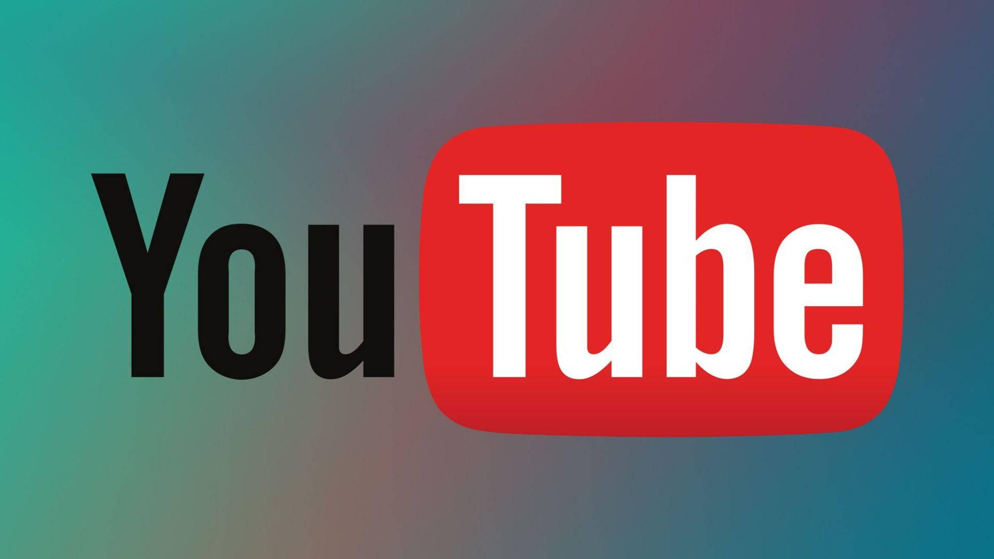 YouTube, teal to red gradient, black and white text, Full HD Desktop Wallpaper