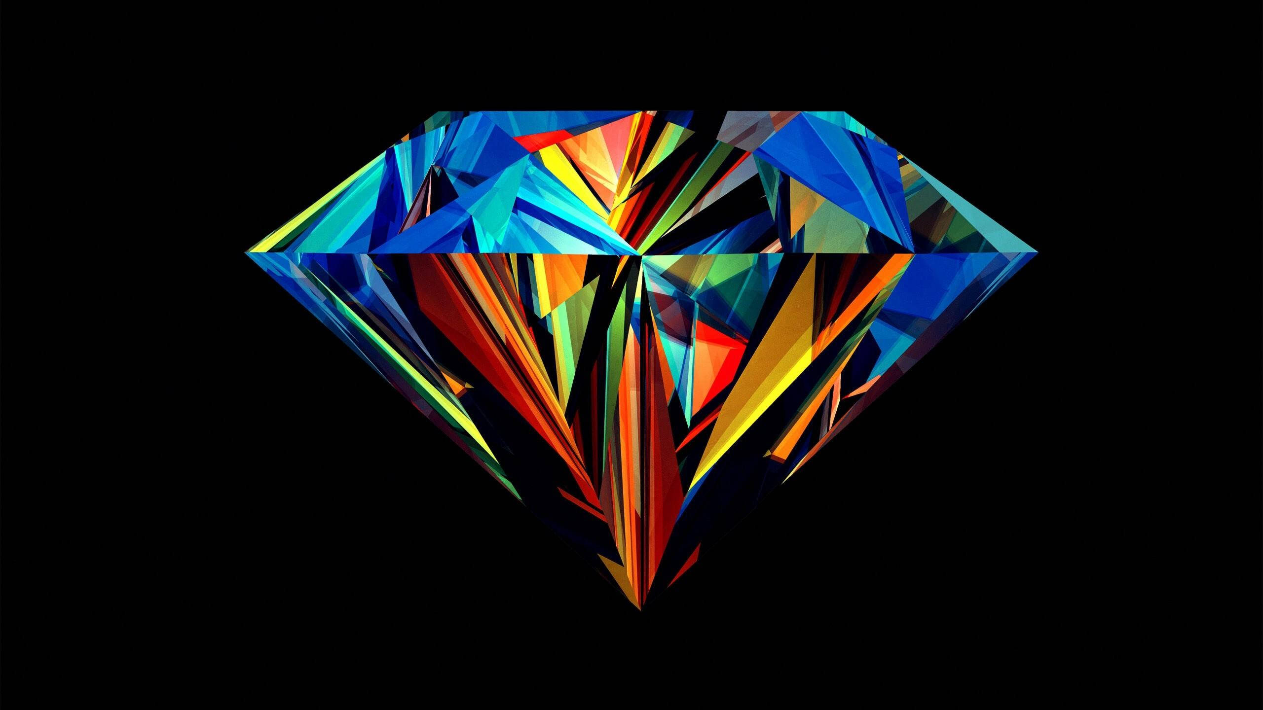Aesthetic YouTube, colourful diamond, rainbow hues, 2K Desktop Wallpaper