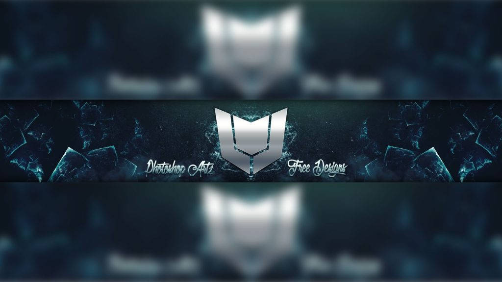 Photoshop Art, YouTube Banner, sleek silver logo, SD Desktop Wallpaper