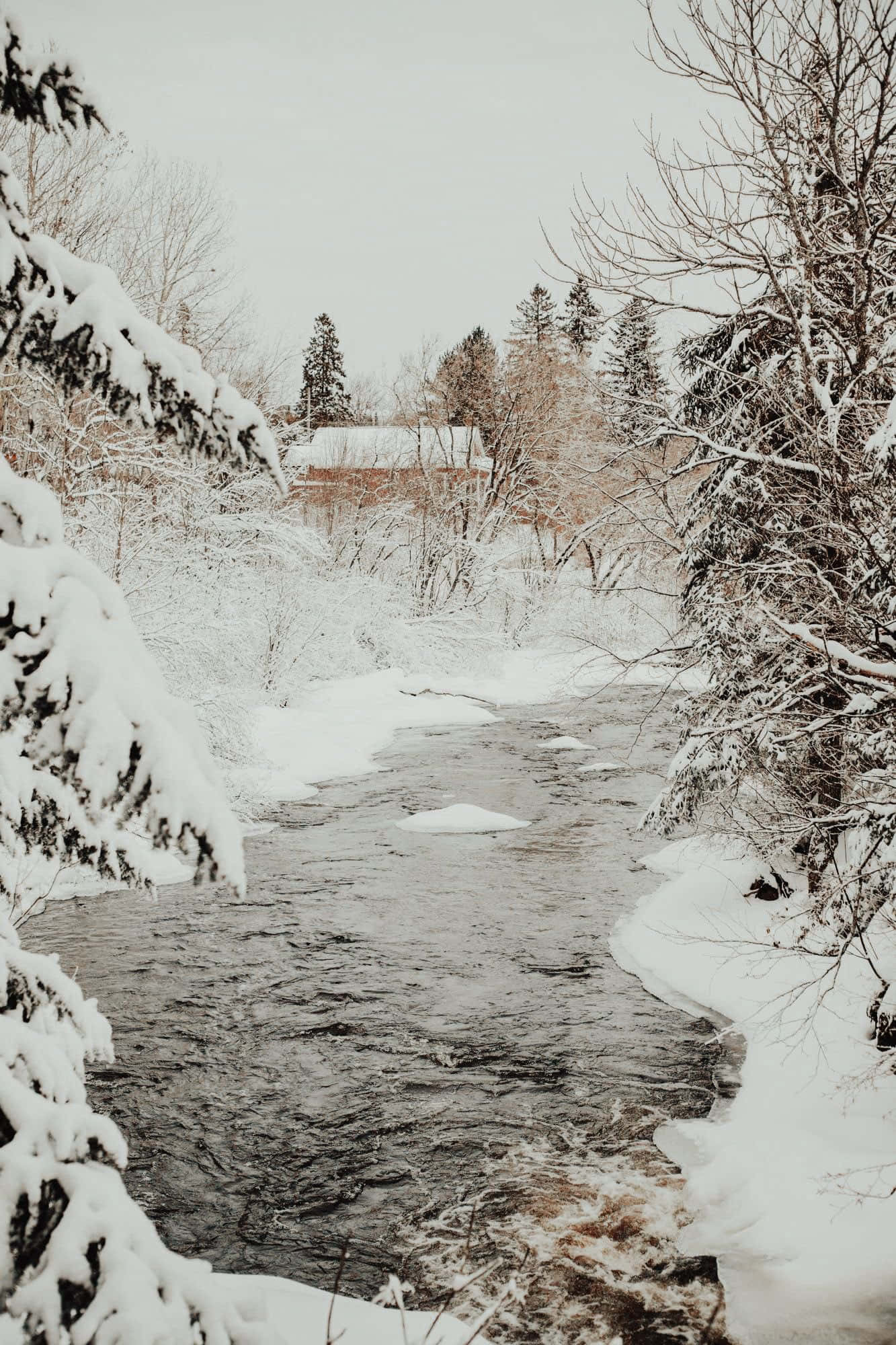 cozy winter aesthetic, infrared photography, frozen lake, Full HD Phone Wallpaper