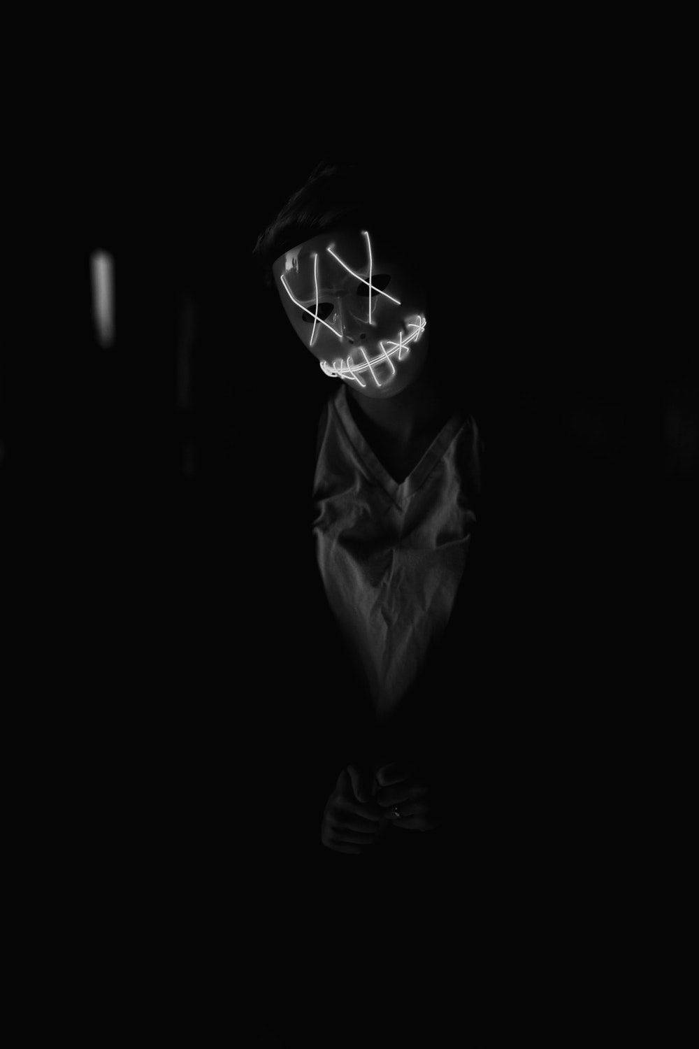 HD Aesthetic Purge mask, glowing white LED mask, jagged lines, HD Phone Wallpaper