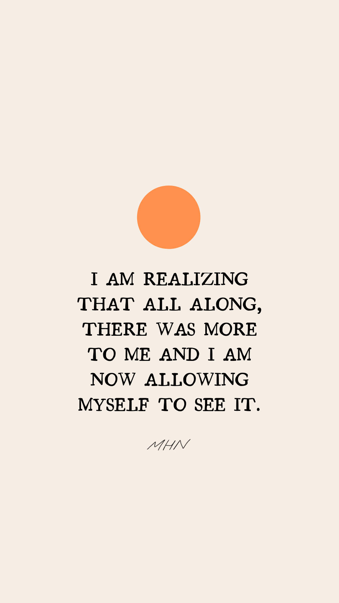 Affirmation, beige background, orange circle, Full HD Phone Wallpaper