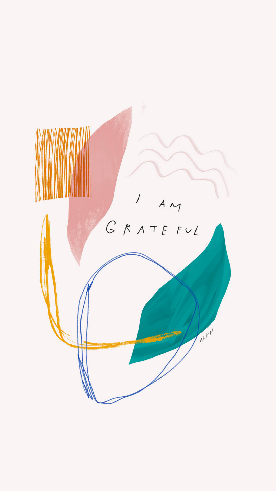 I AM GRATEFUL, abstract colorful shapes, wavy lines, Full HD Phone Wallpaper