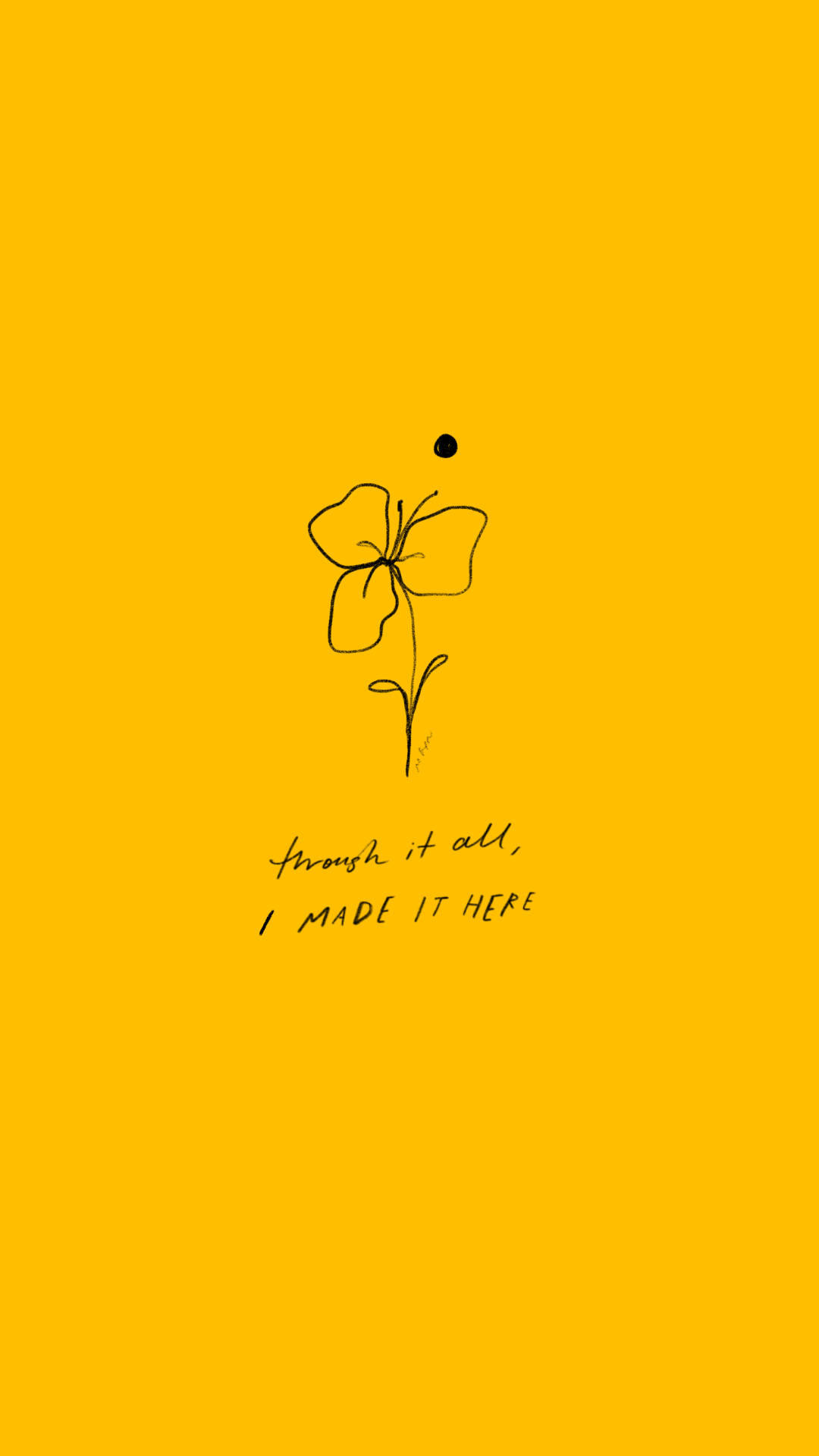 Affirmation, minimalist black line drawing, flower, Full HD Phone Wallpaper