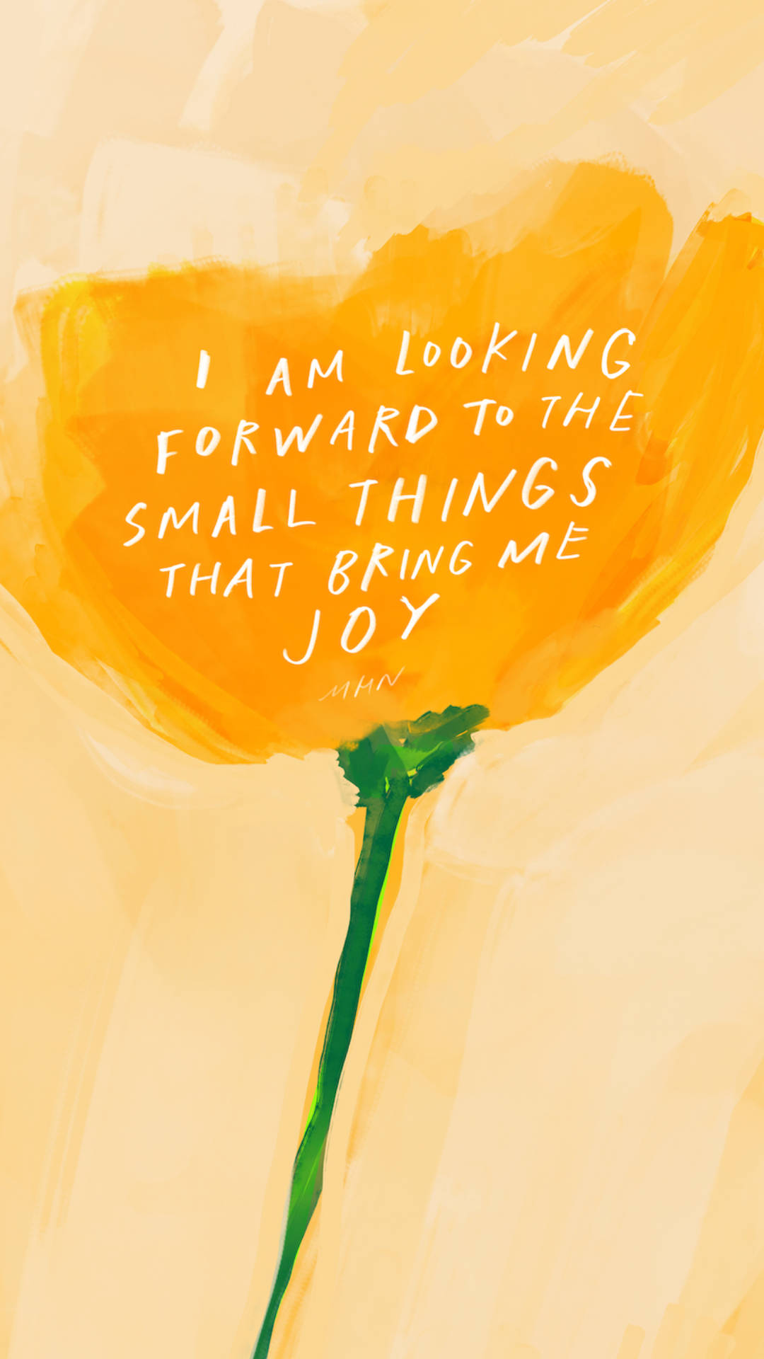 small things joy affirmation, vibrant yellow flower, handwritten text, Full HD Phone Wallpaper