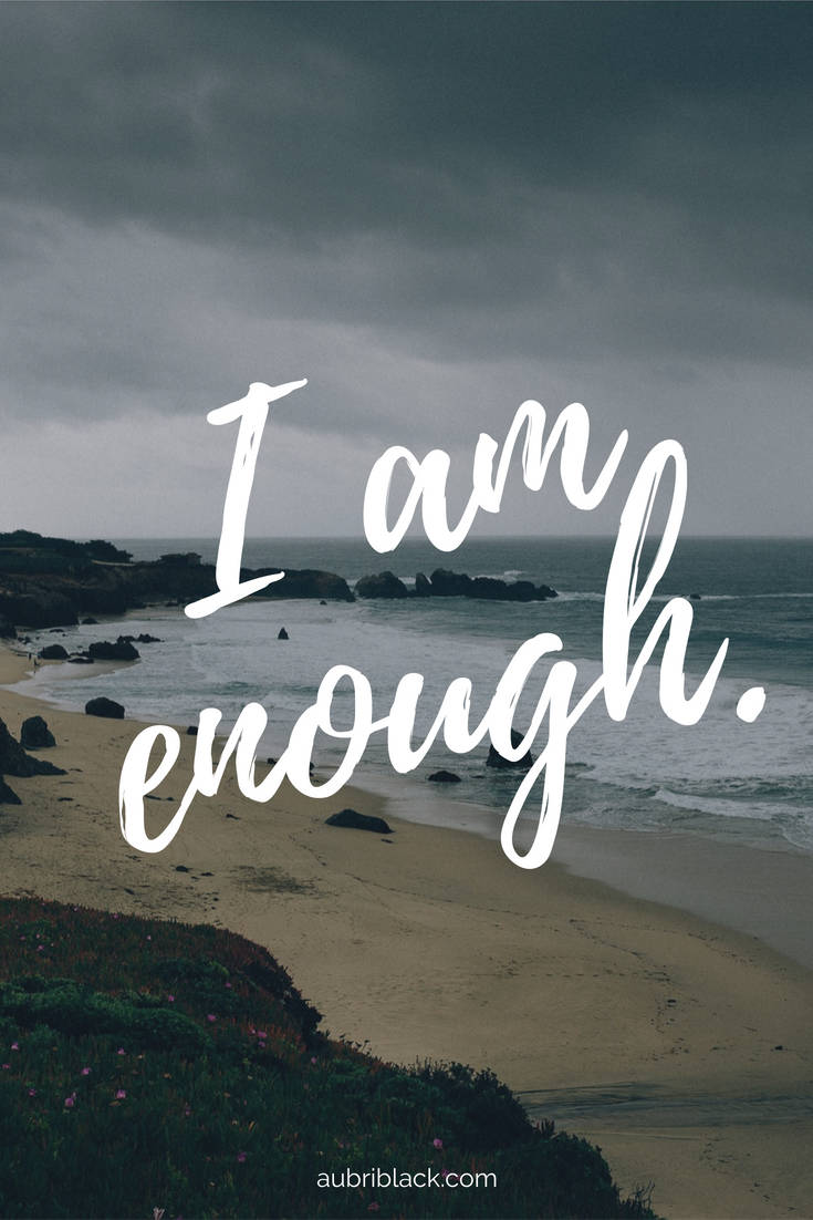 I am enough, beach, dark clouds, SD Phone Wallpaper