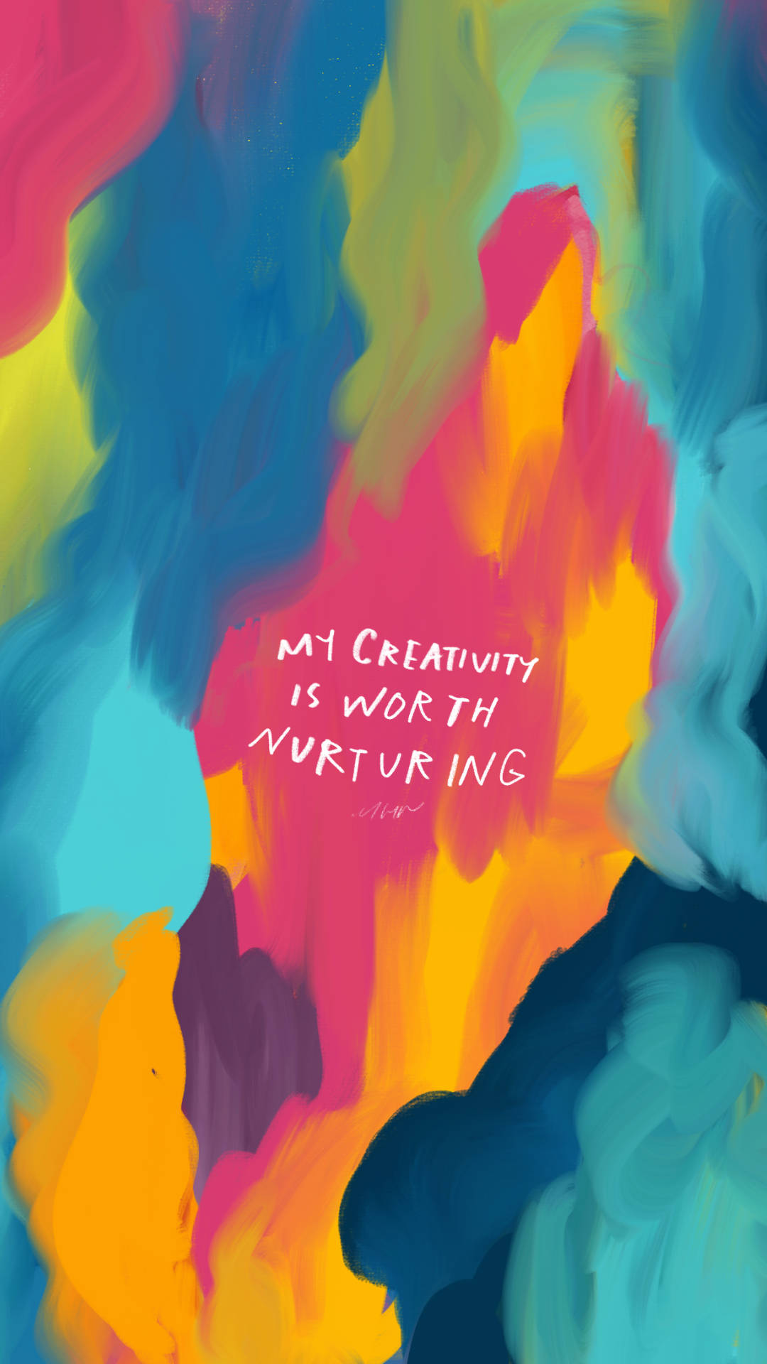 affirmation, handwritten text, bold colors, Full HD Phone Wallpaper