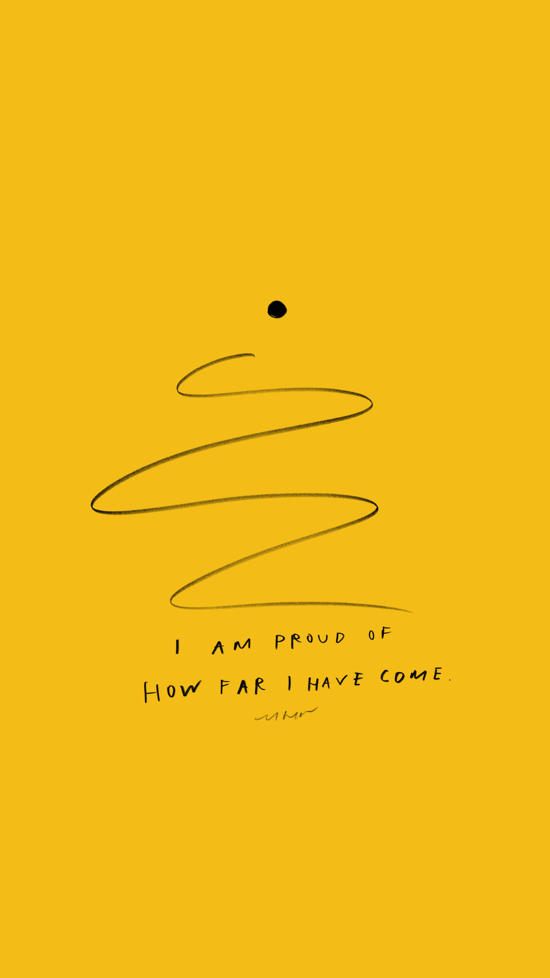 Affirmation, yellow background, black line drawing, Full HD Phone Wallpaper