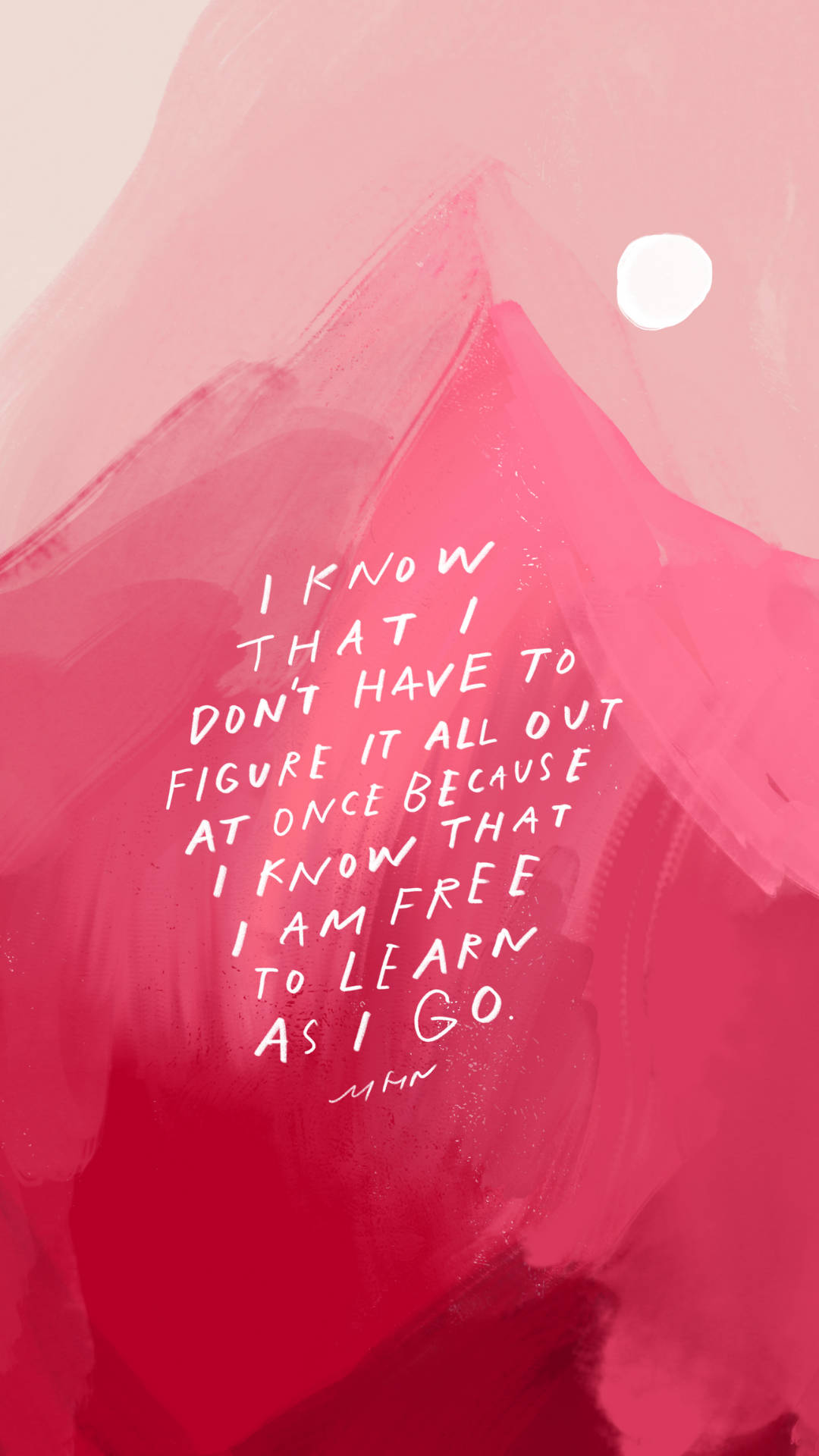 pink, abstract background, white handwritten motivational quote, Full HD Phone Wallpaper