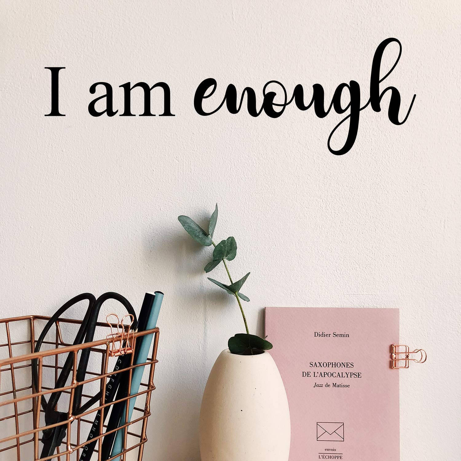I am enough, eucalyptus, pink book, HD Desktop Wallpaper