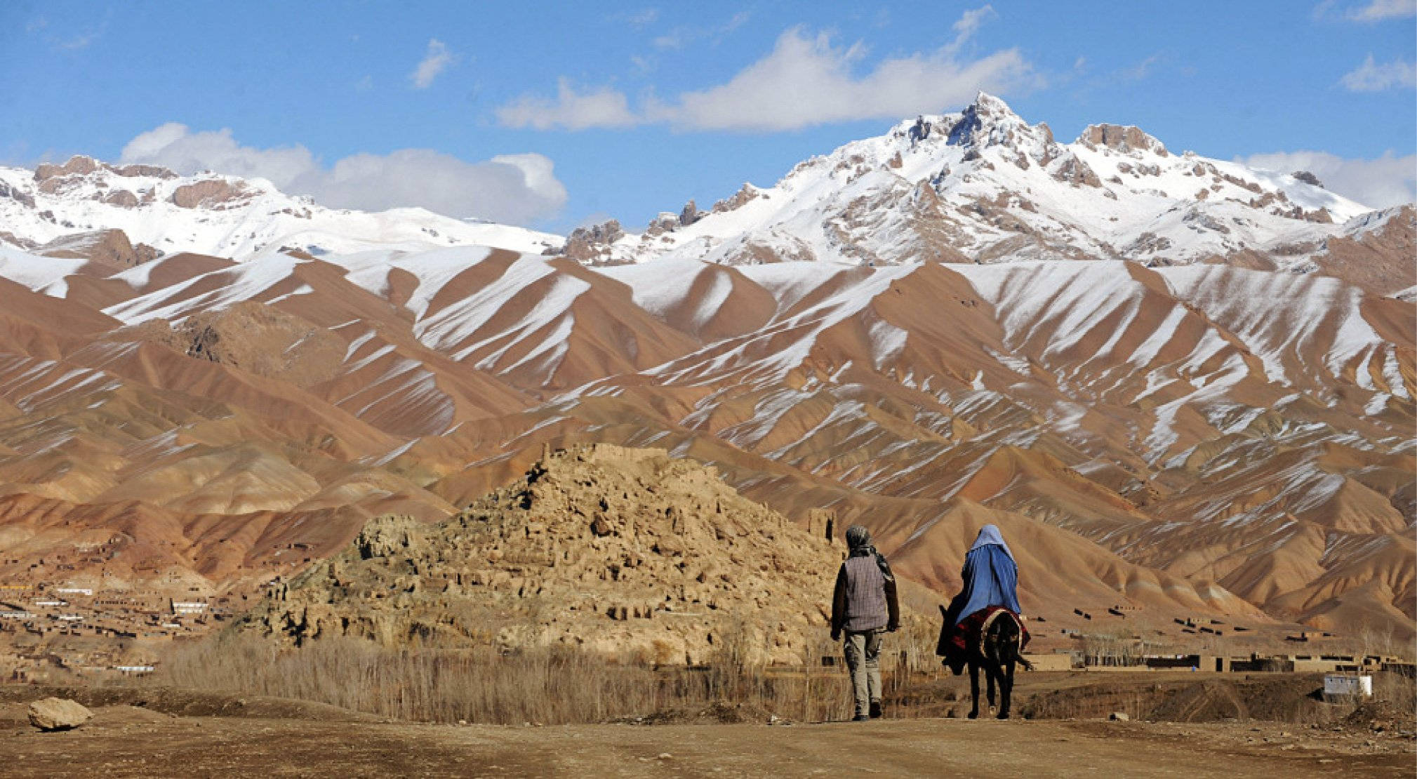 Afghanistan, snowy and arid mountains, rugged desert valley, Full HD Desktop Wallpaper