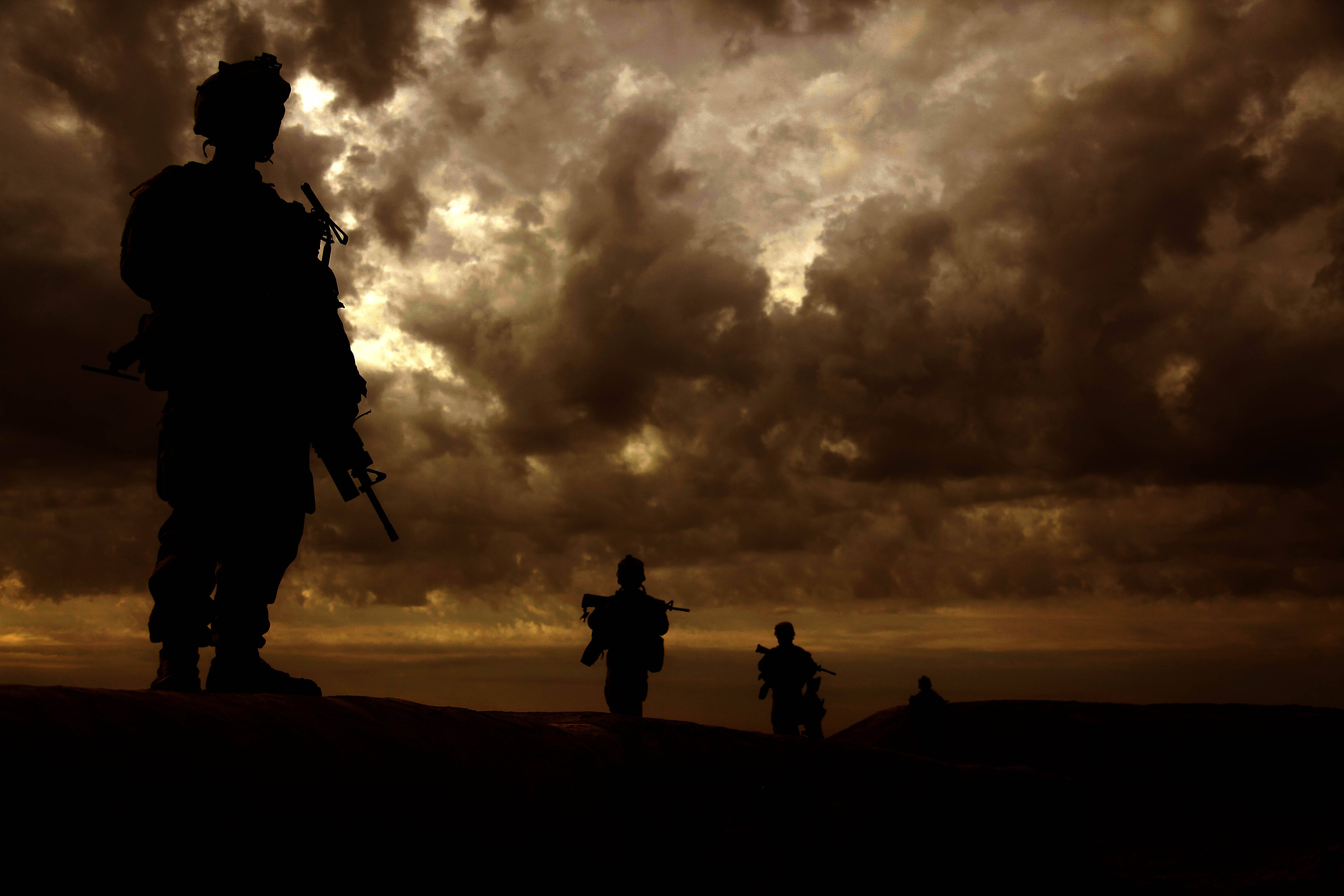 Afghanistan, soldiers, silhouette, 5K Desktop Wallpaper