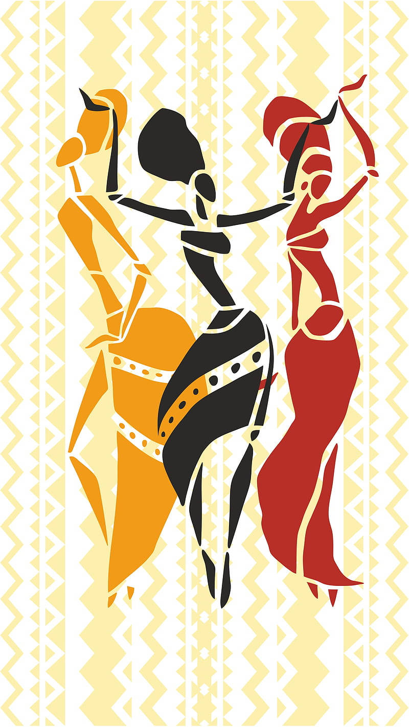 tribal painting africa, iPhone, orange red, HD Phone Wallpaper